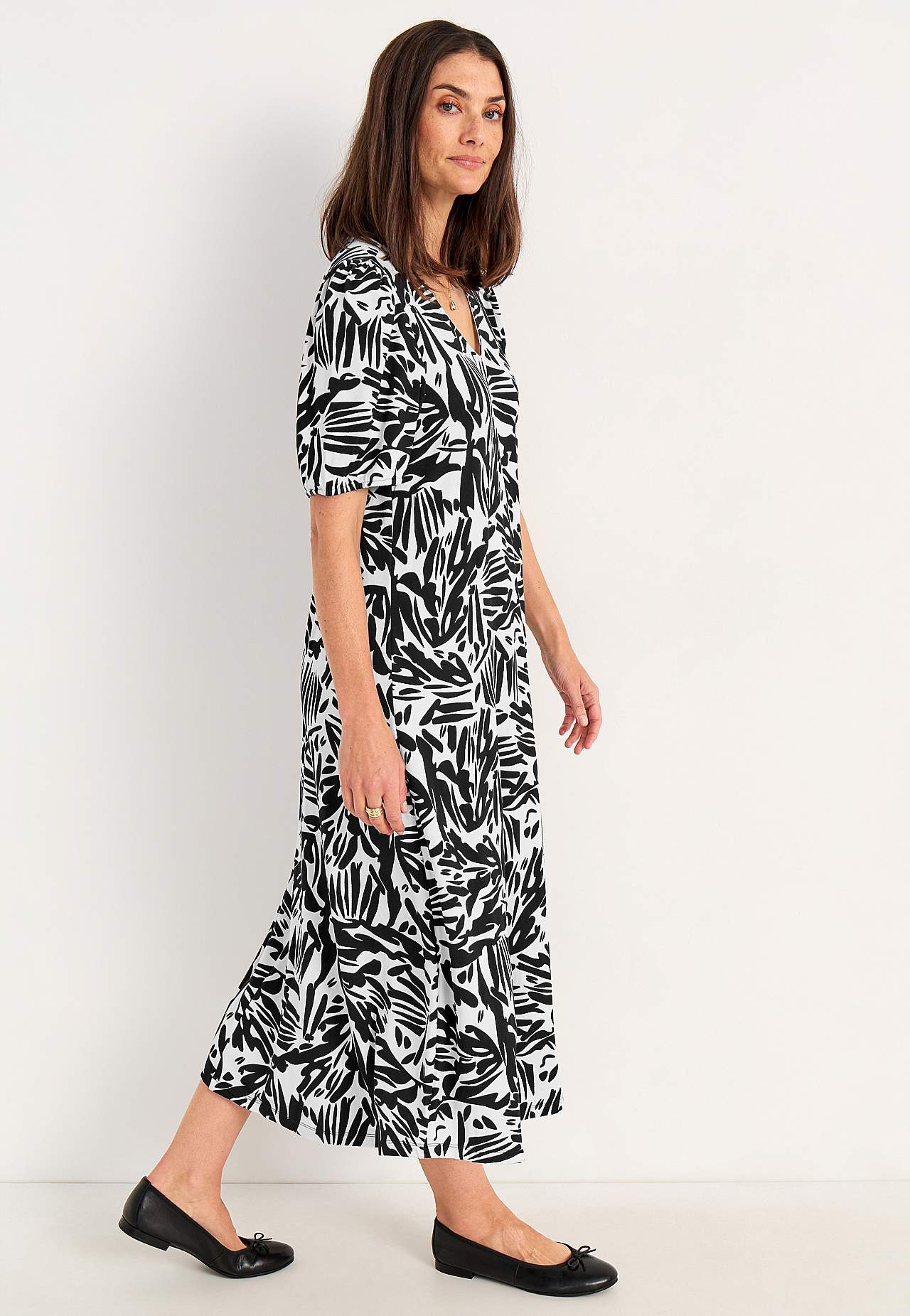 Jerseykleid mit Puffärmeln
