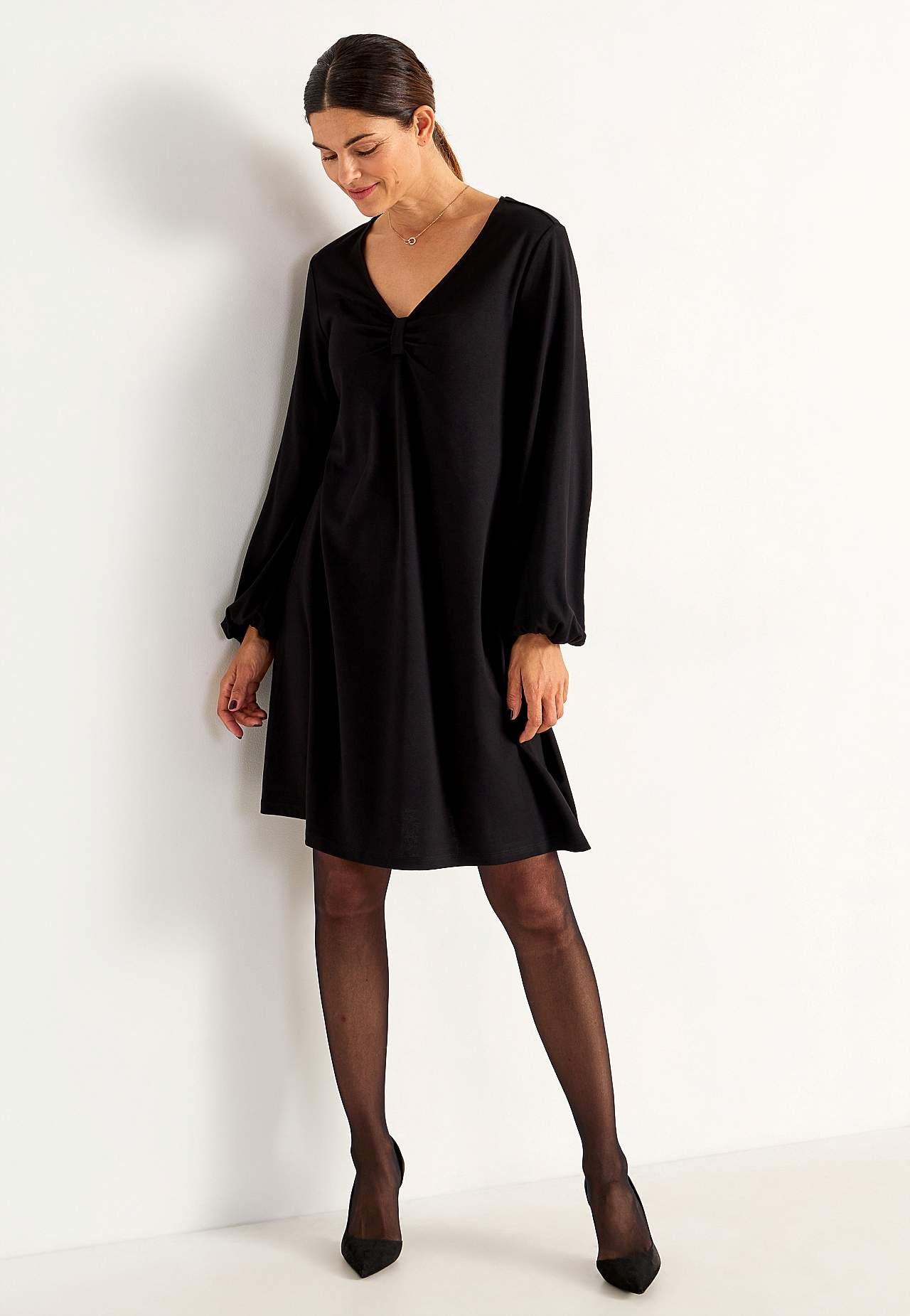 Jerseykleid mit Kräuselung