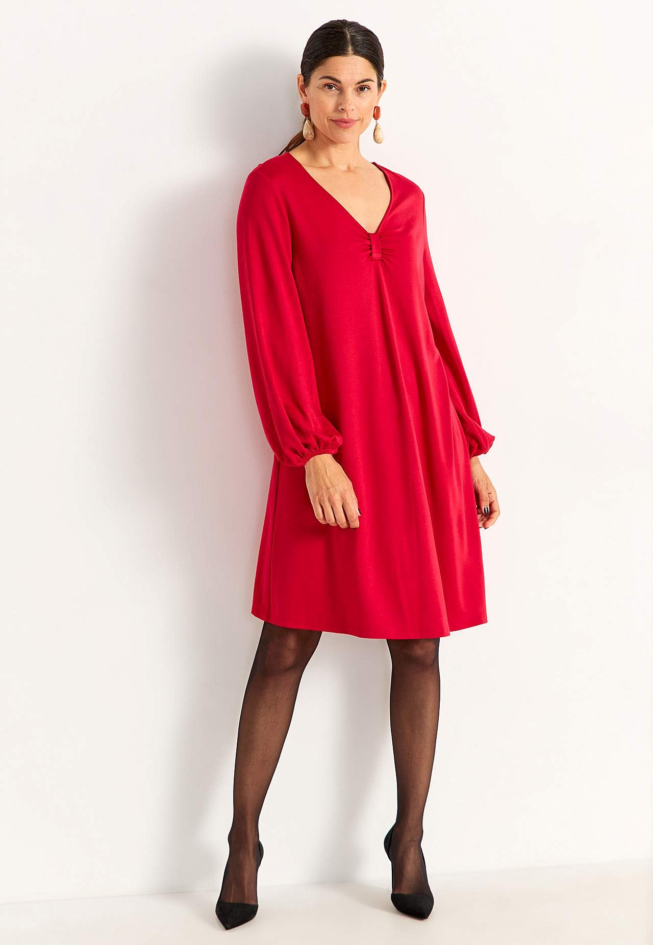 Jerseykleid mit Kräuselung
