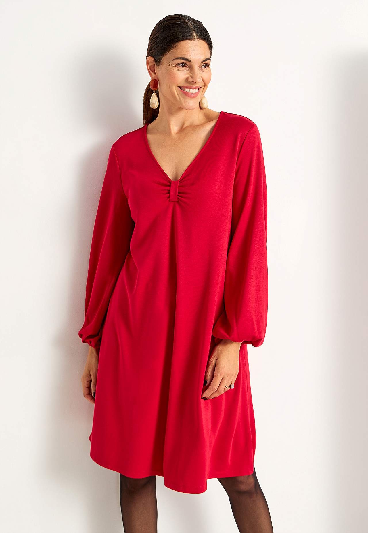 Jerseykleid mit Kräuselung