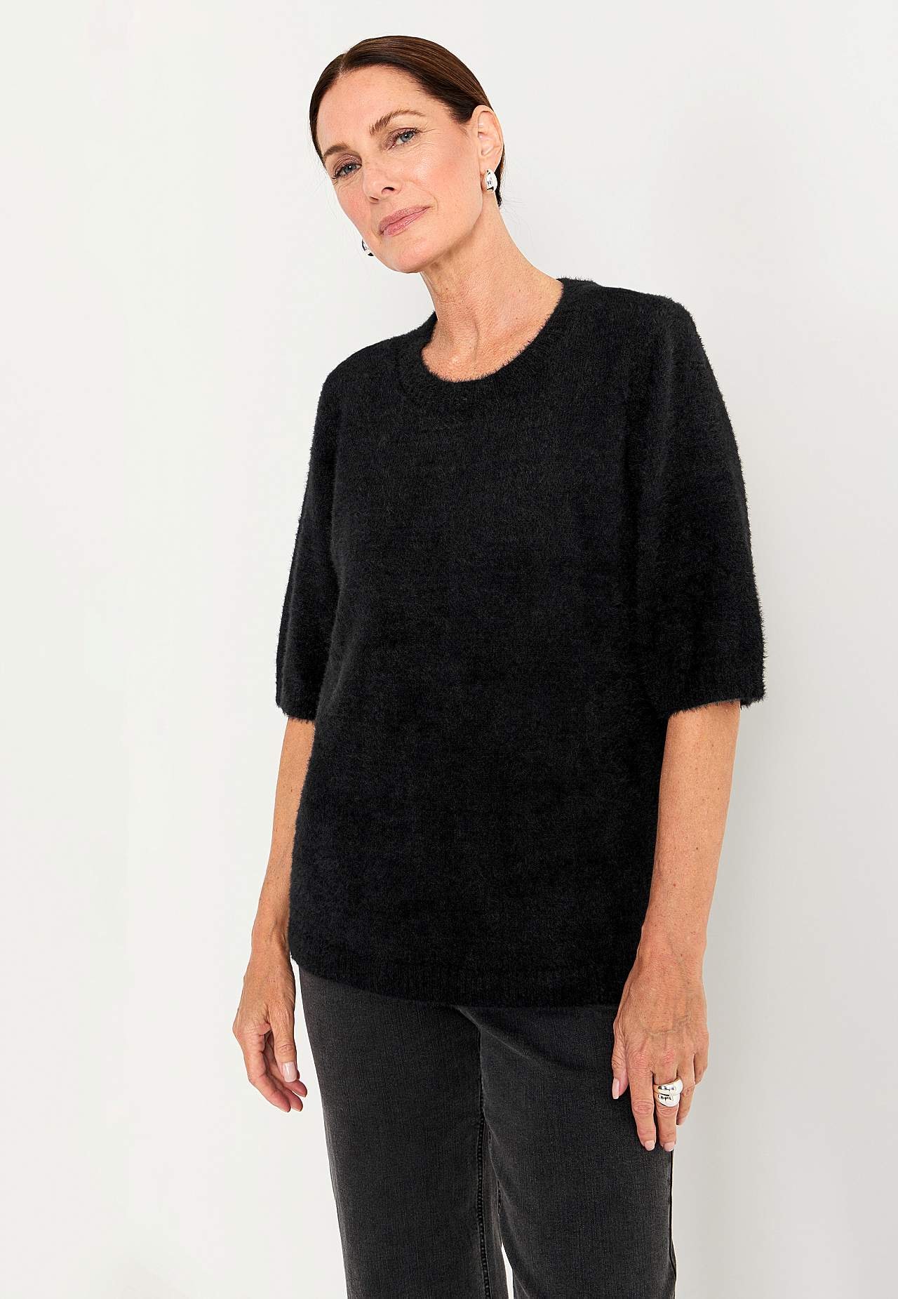 Kurzärmliger Strickpullover