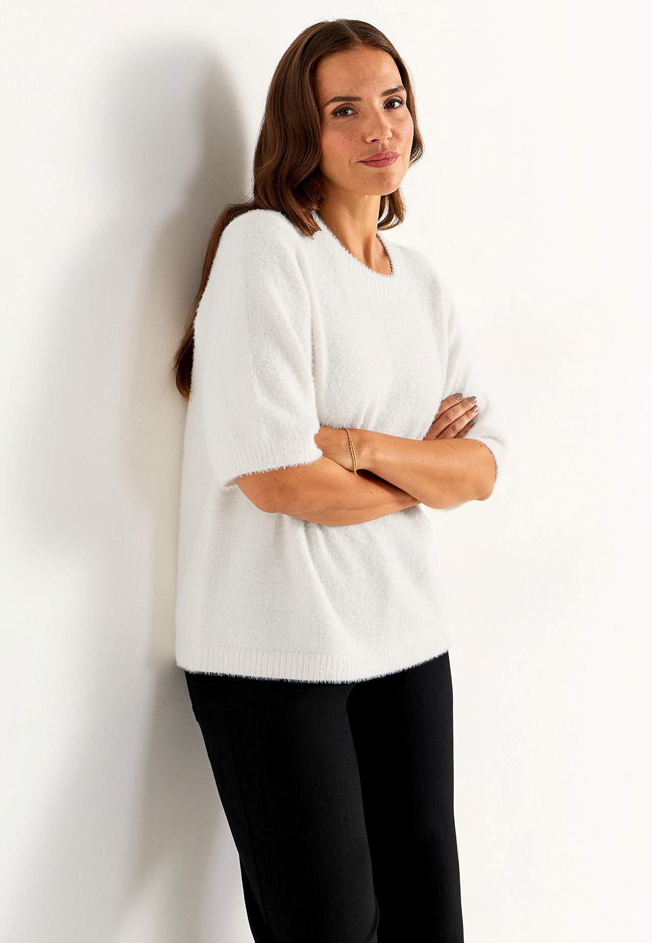 Kurzärmliger Strickpullover