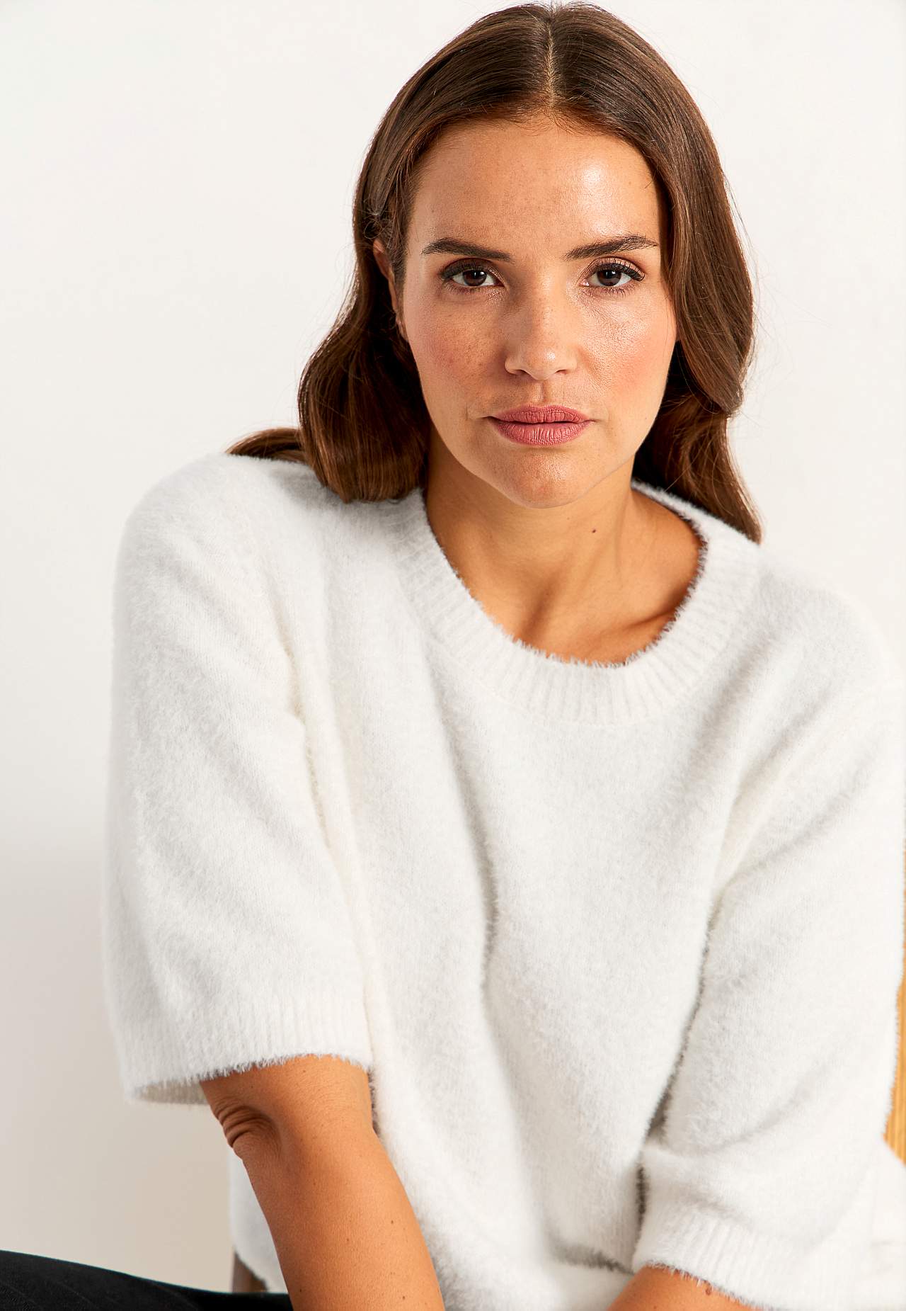 Kurzärmliger Strickpullover