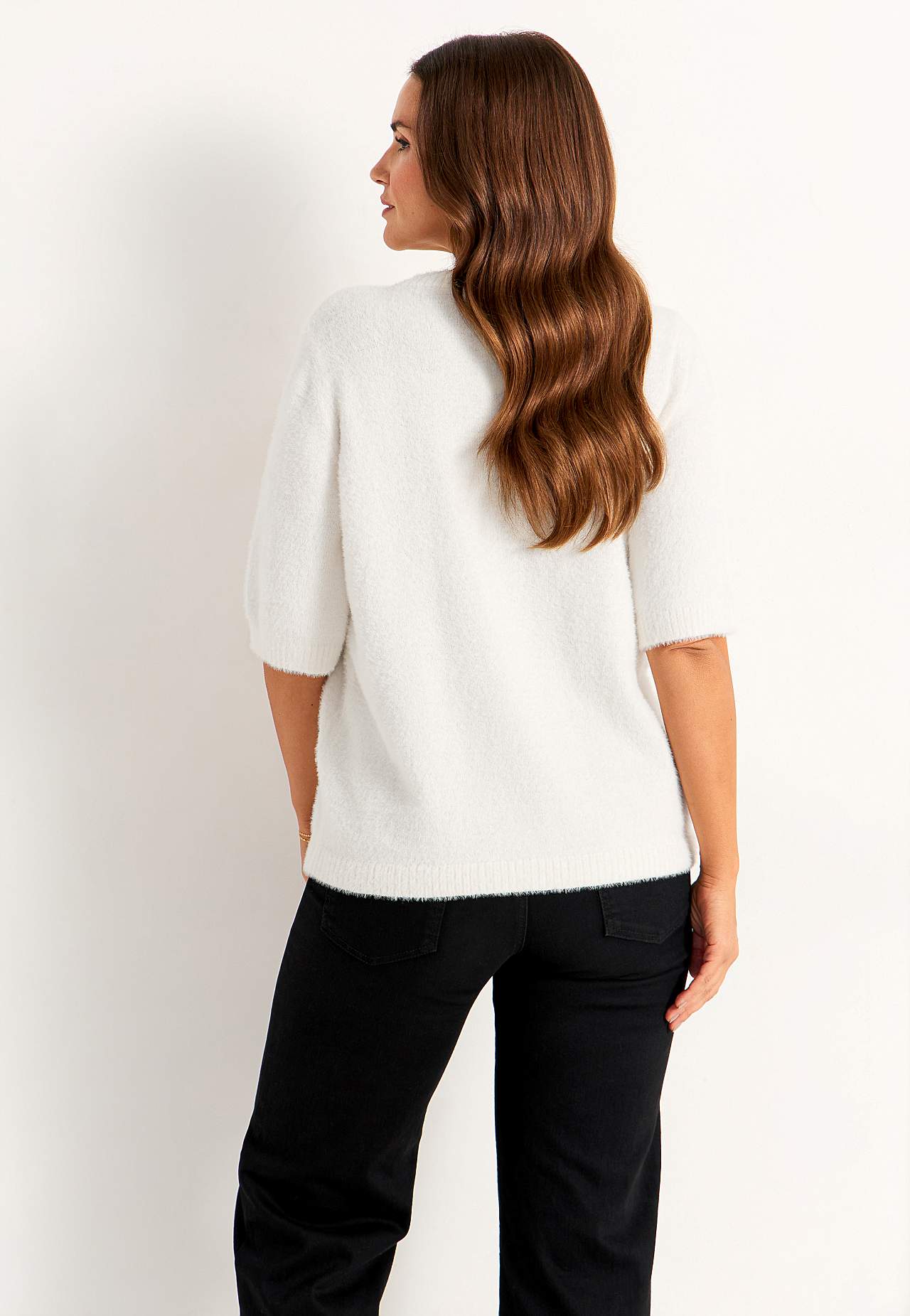 Kurzärmliger Strickpullover