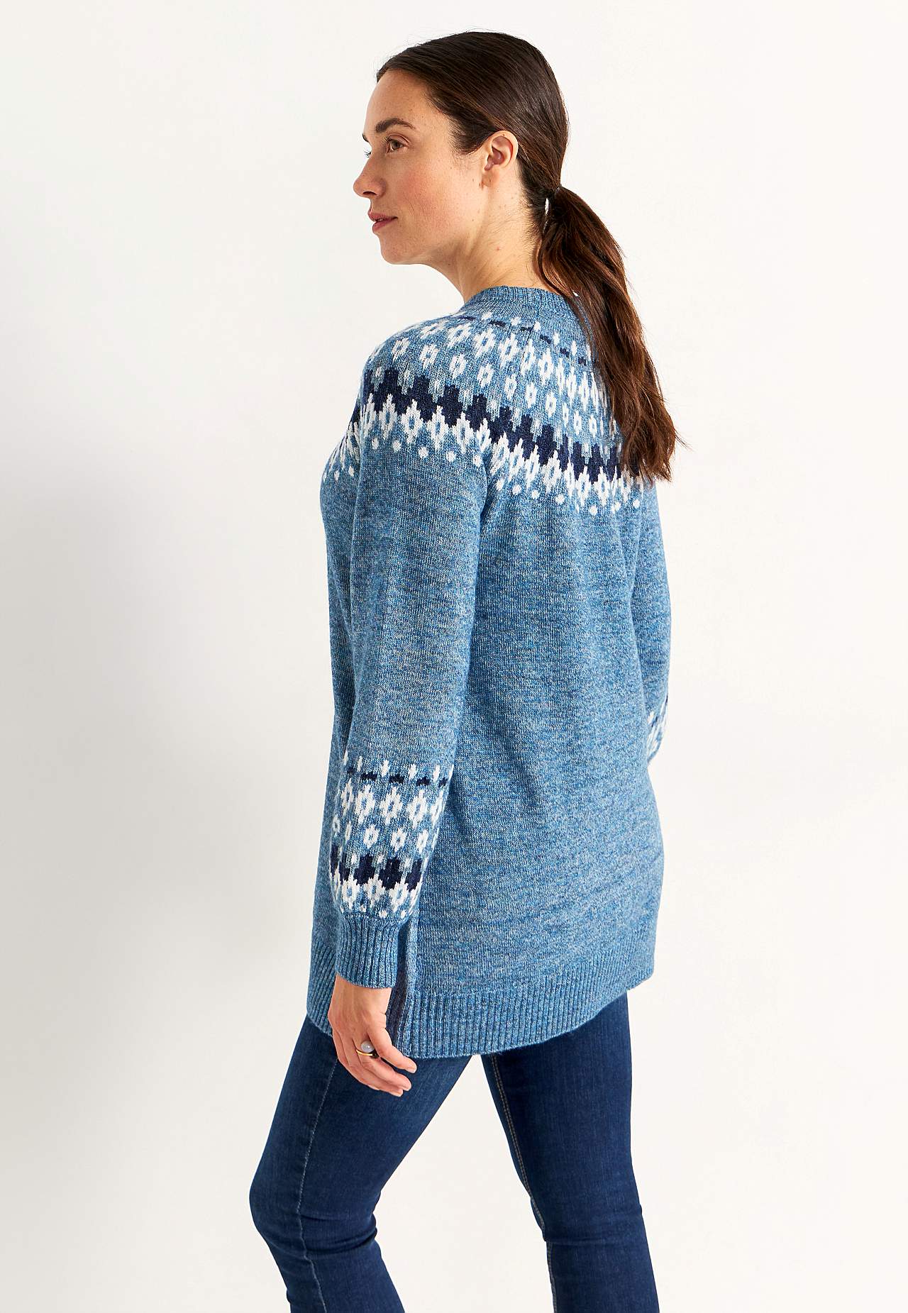 Gestrickter, jacquardgemusterter Pullover