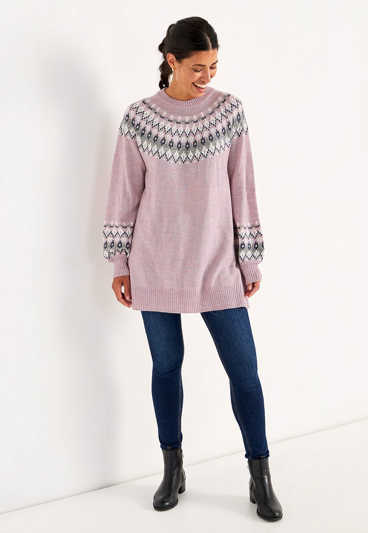 Gestrickter, jacquardgemusterter Pullover