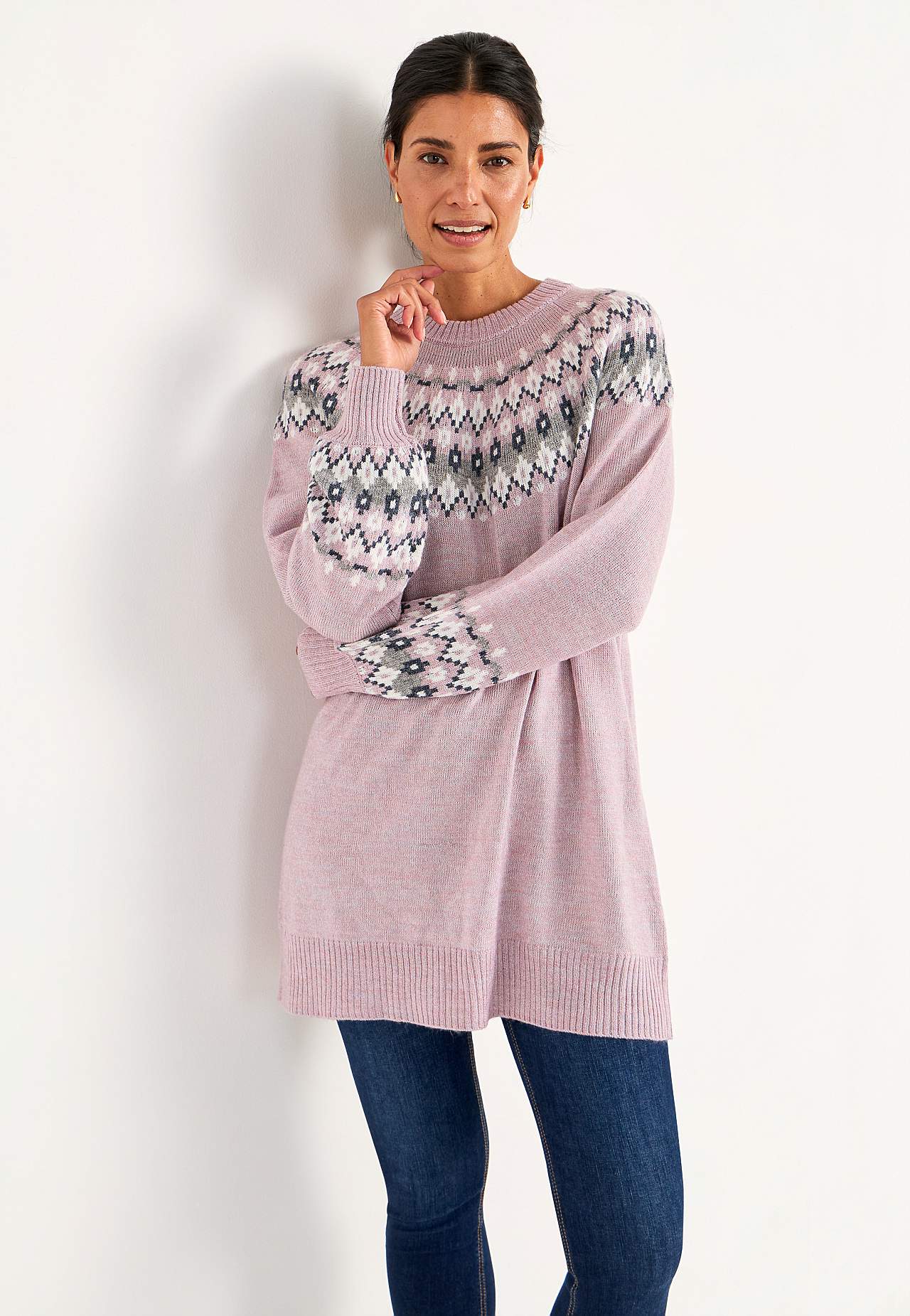 Gestrickter, jacquardgemusterter Pullover