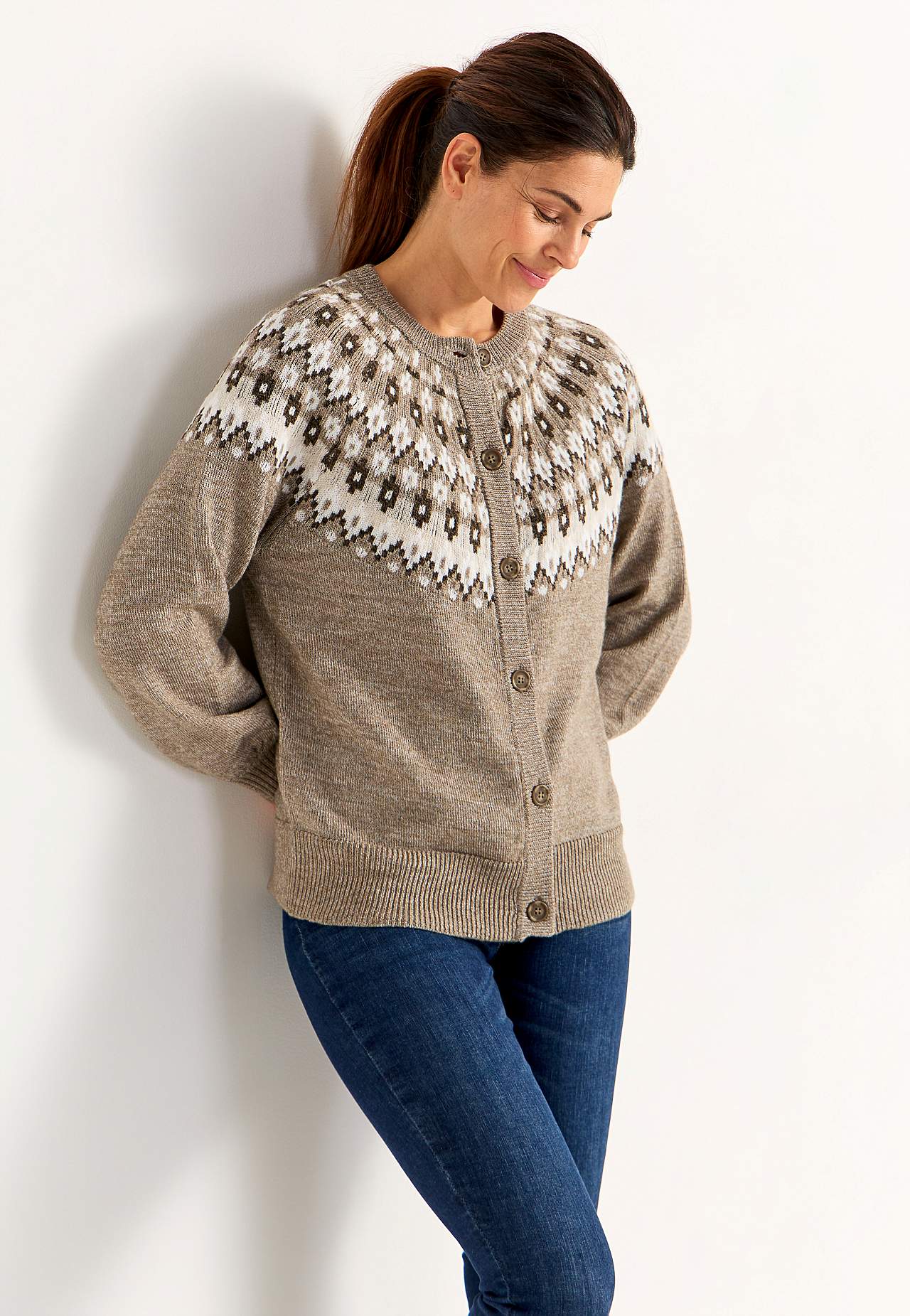 Jacquardgemusterter Cardigan