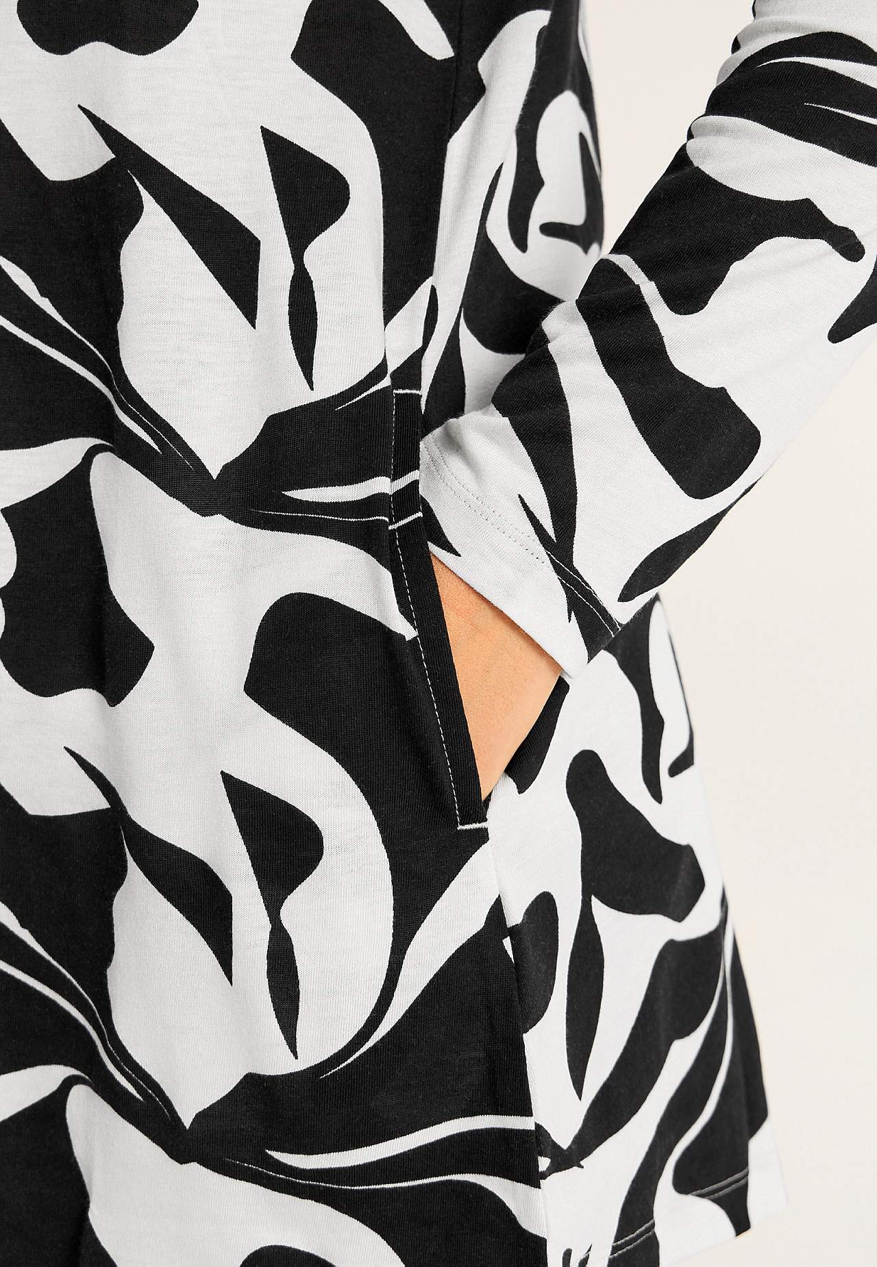 Gemusterte Jersey-Tunika mit Taschen