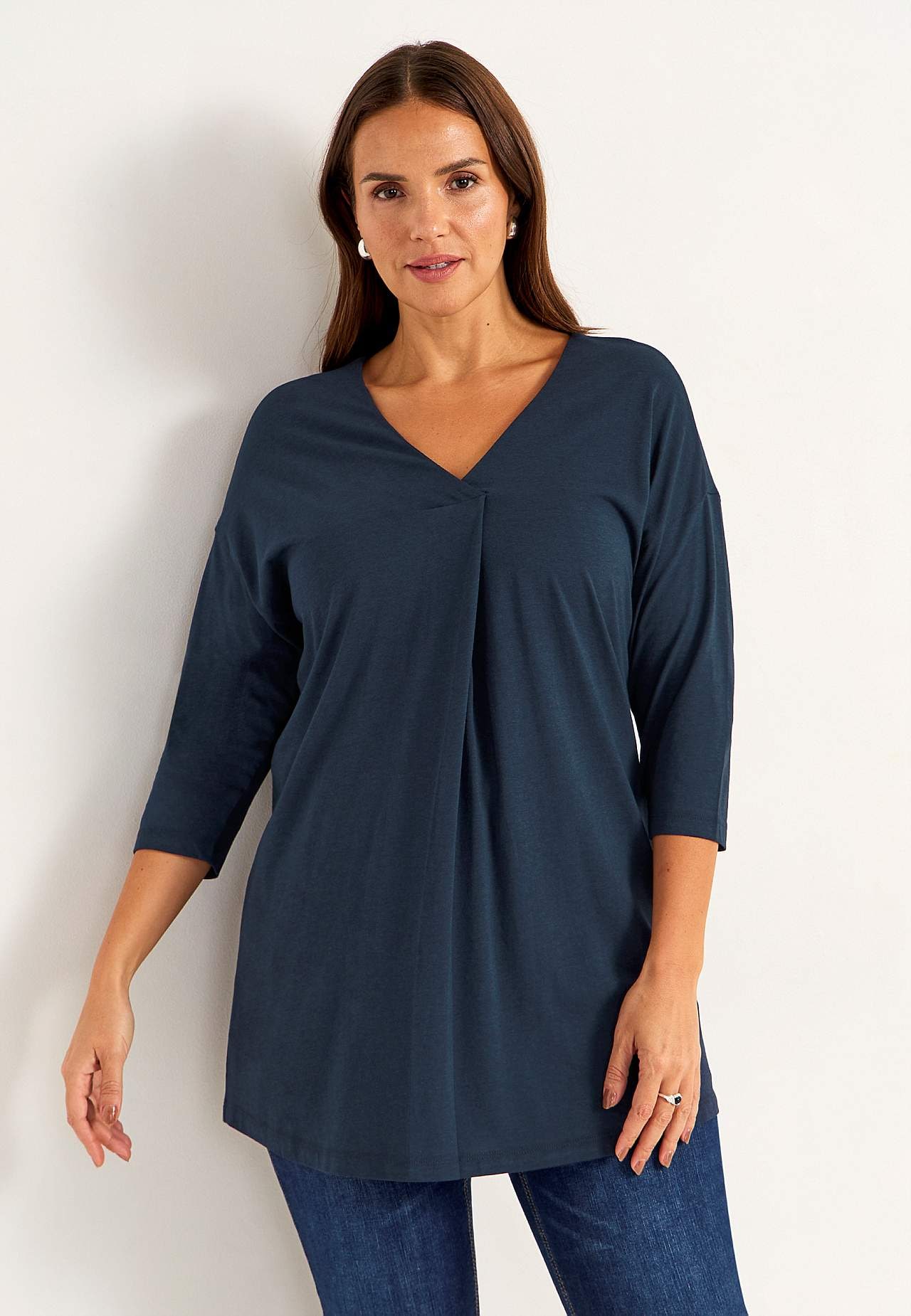 Jersey-Tunika mit Knitter-Detail