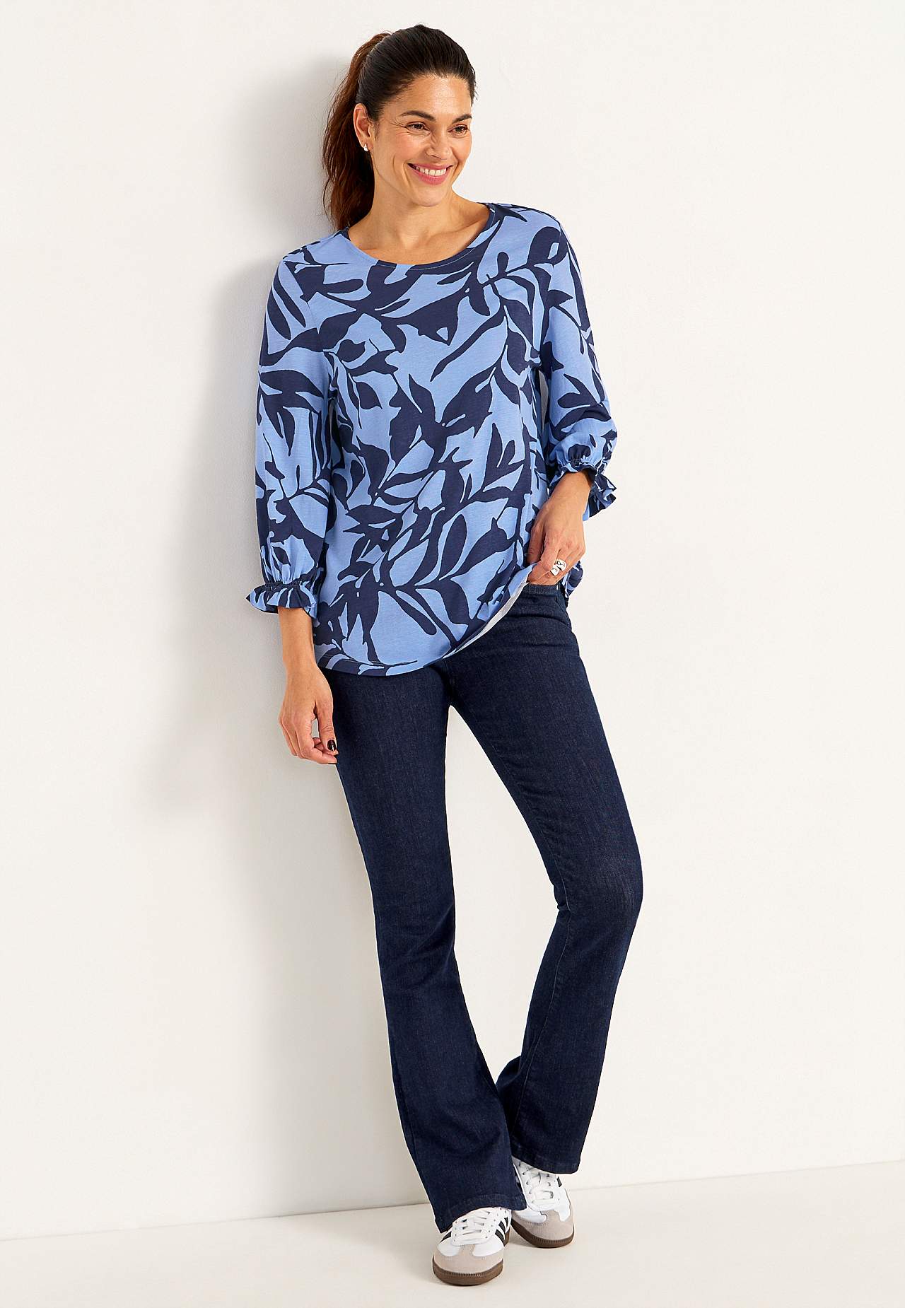 Jersey-Top mit Smokdetail