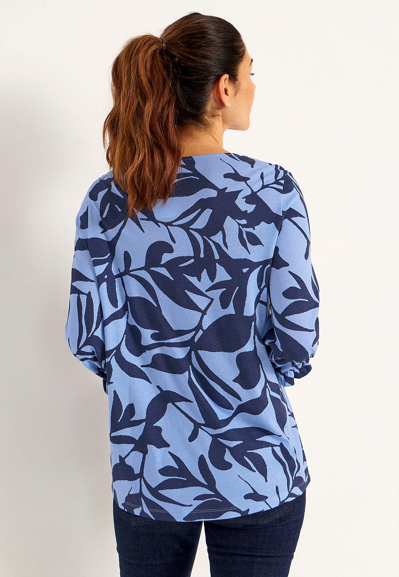 Jersey-Top mit Smokdetail