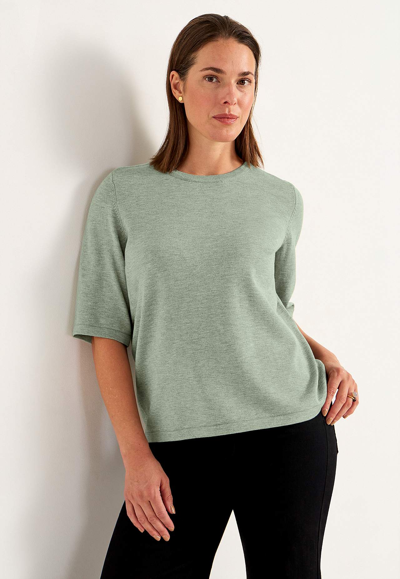 Kurzärmliger Feinstrickpullover