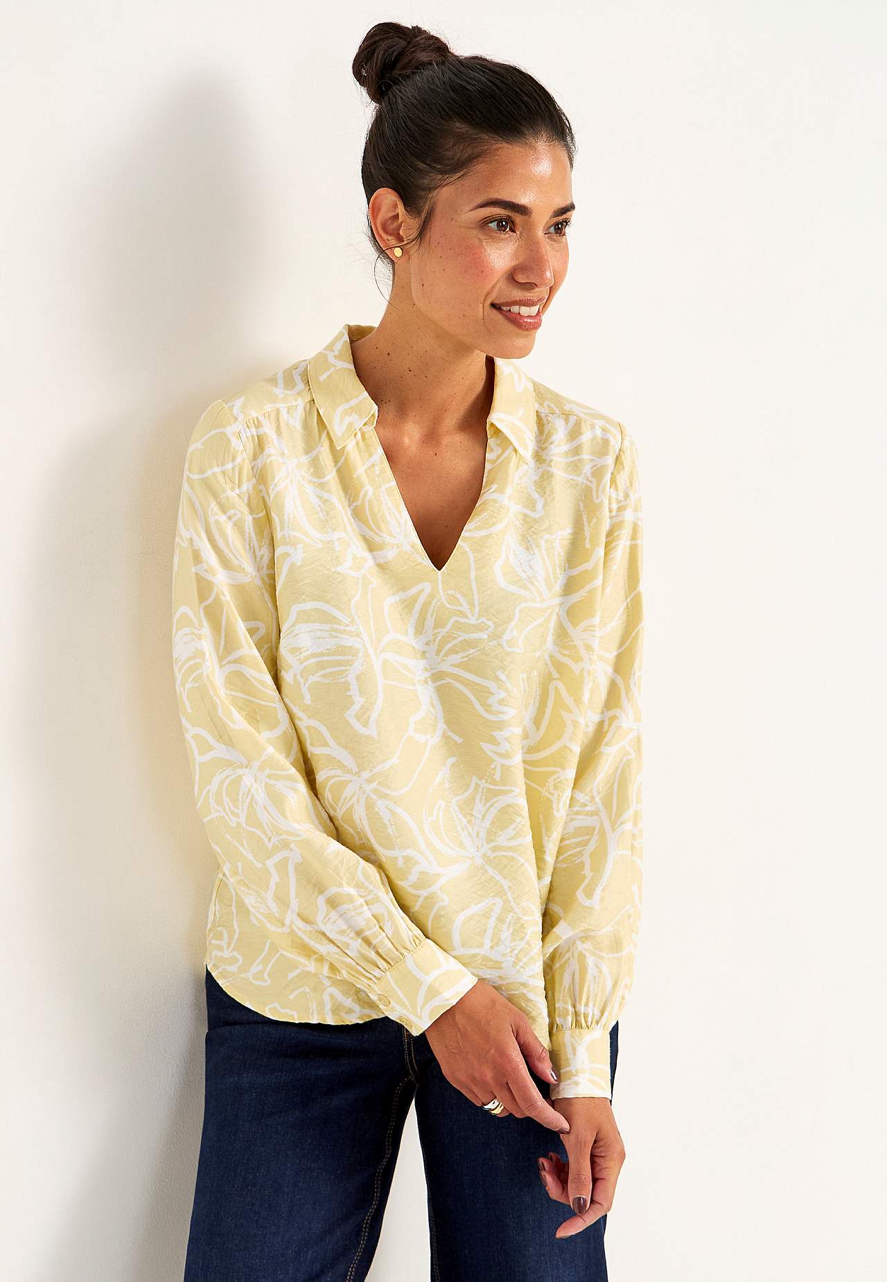 Gewebte Bluse mit breiten Ärmeln