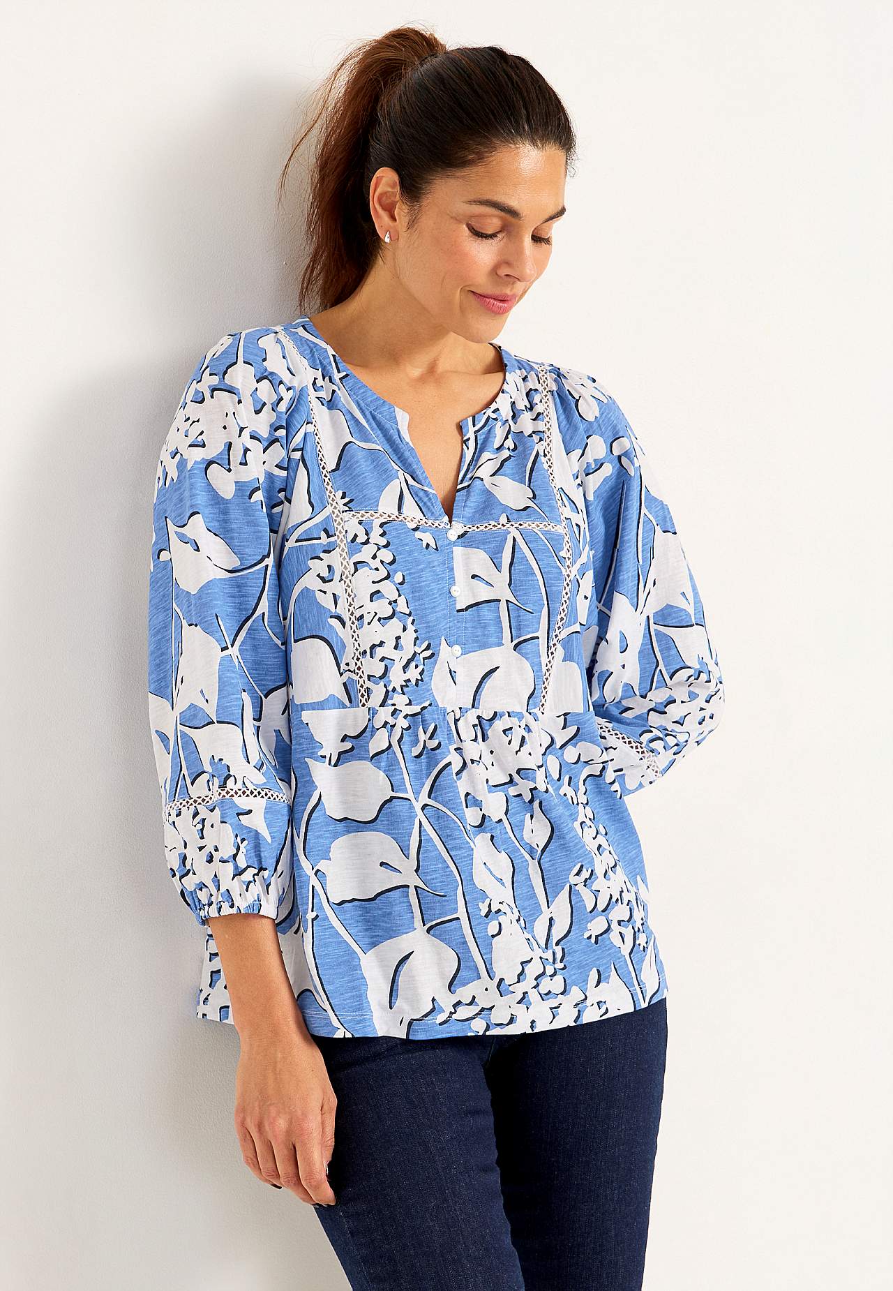 Jersey-Top mit böhmischem Stil