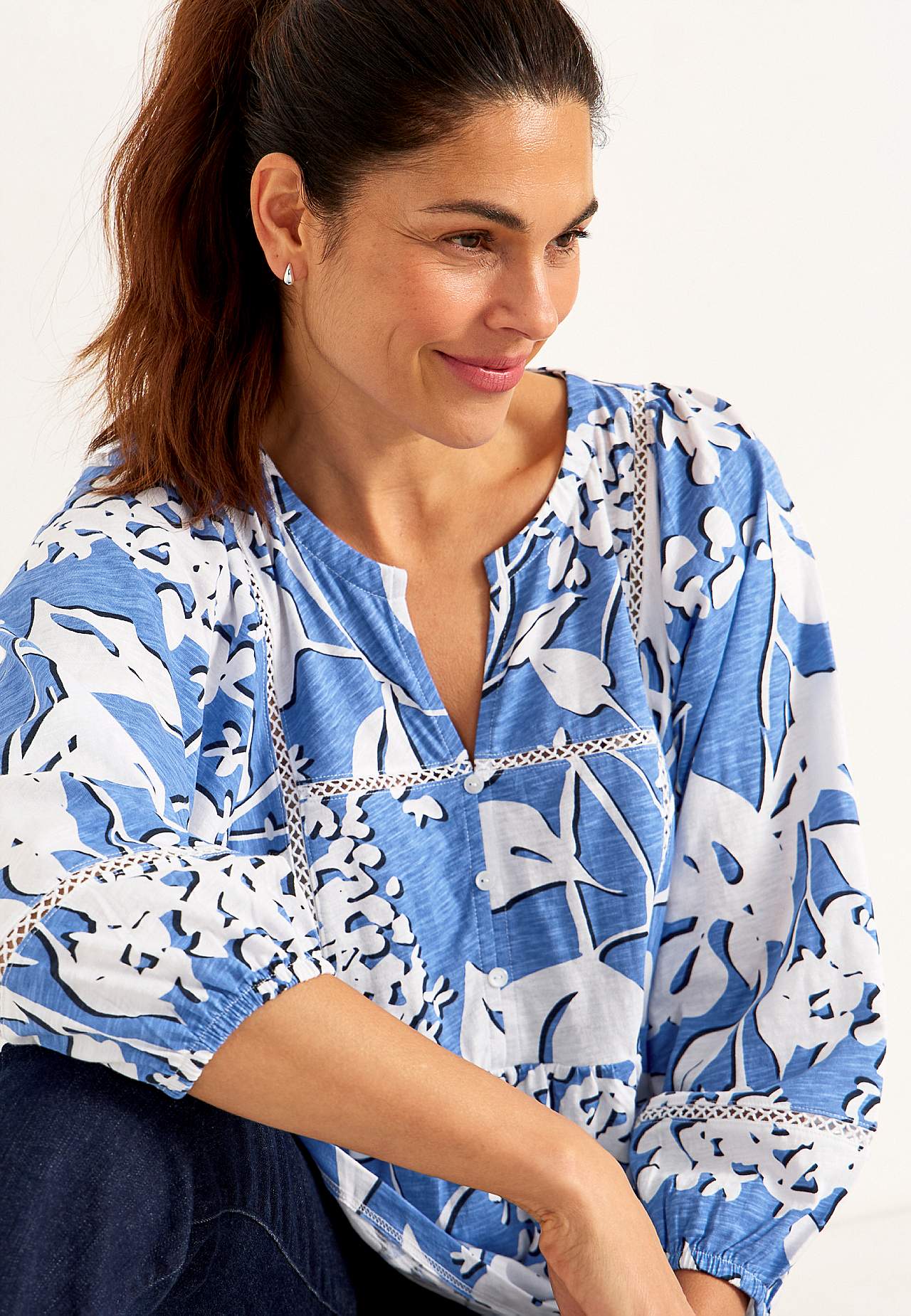 Jersey-Top mit böhmischem Stil