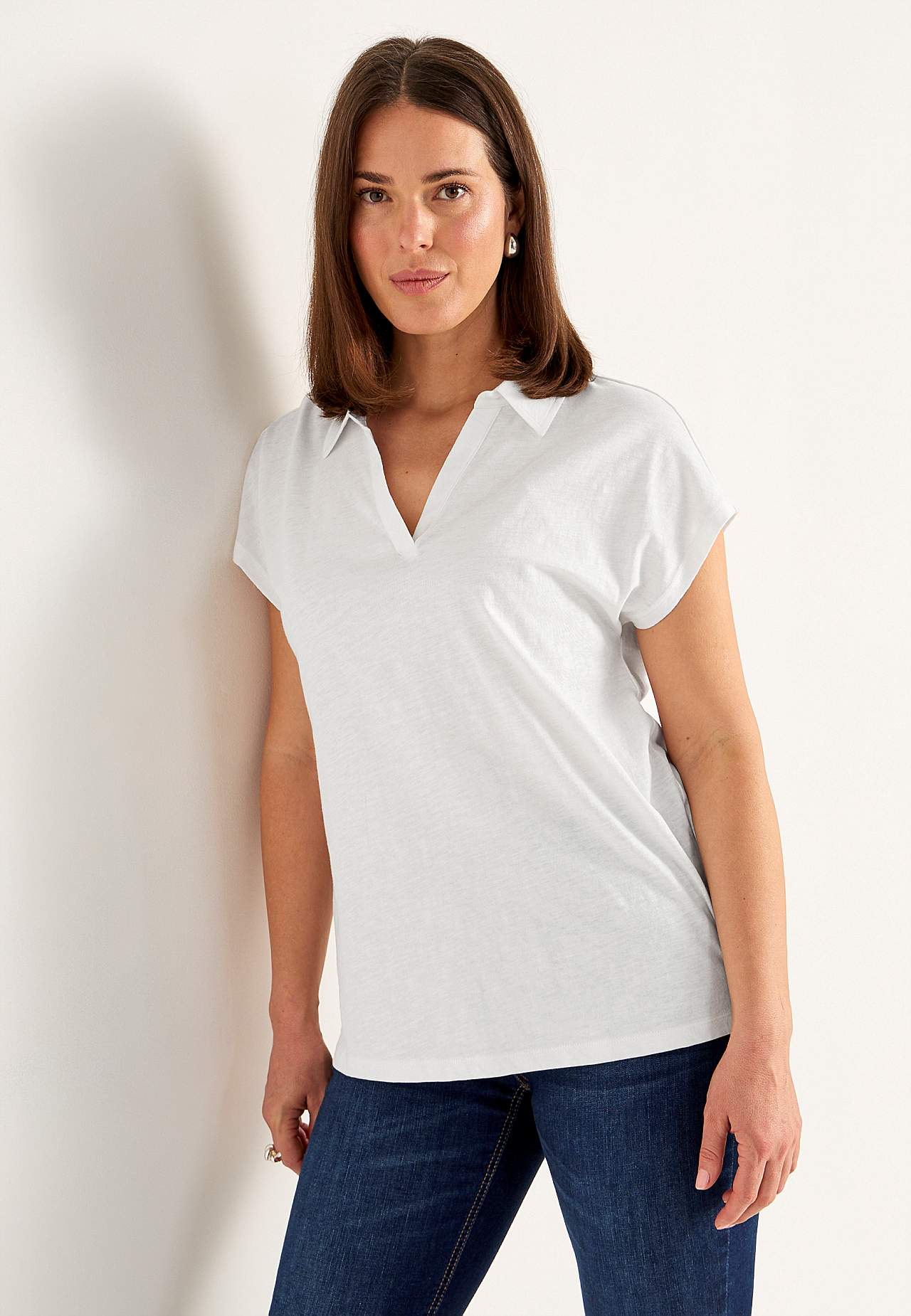 Jersey-Top mit Kragen