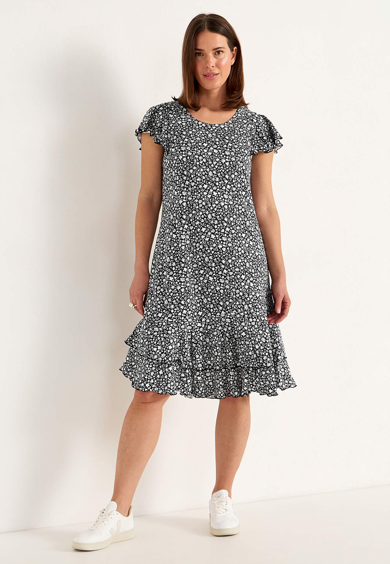 Jerseykleid mit Rüschenröcken