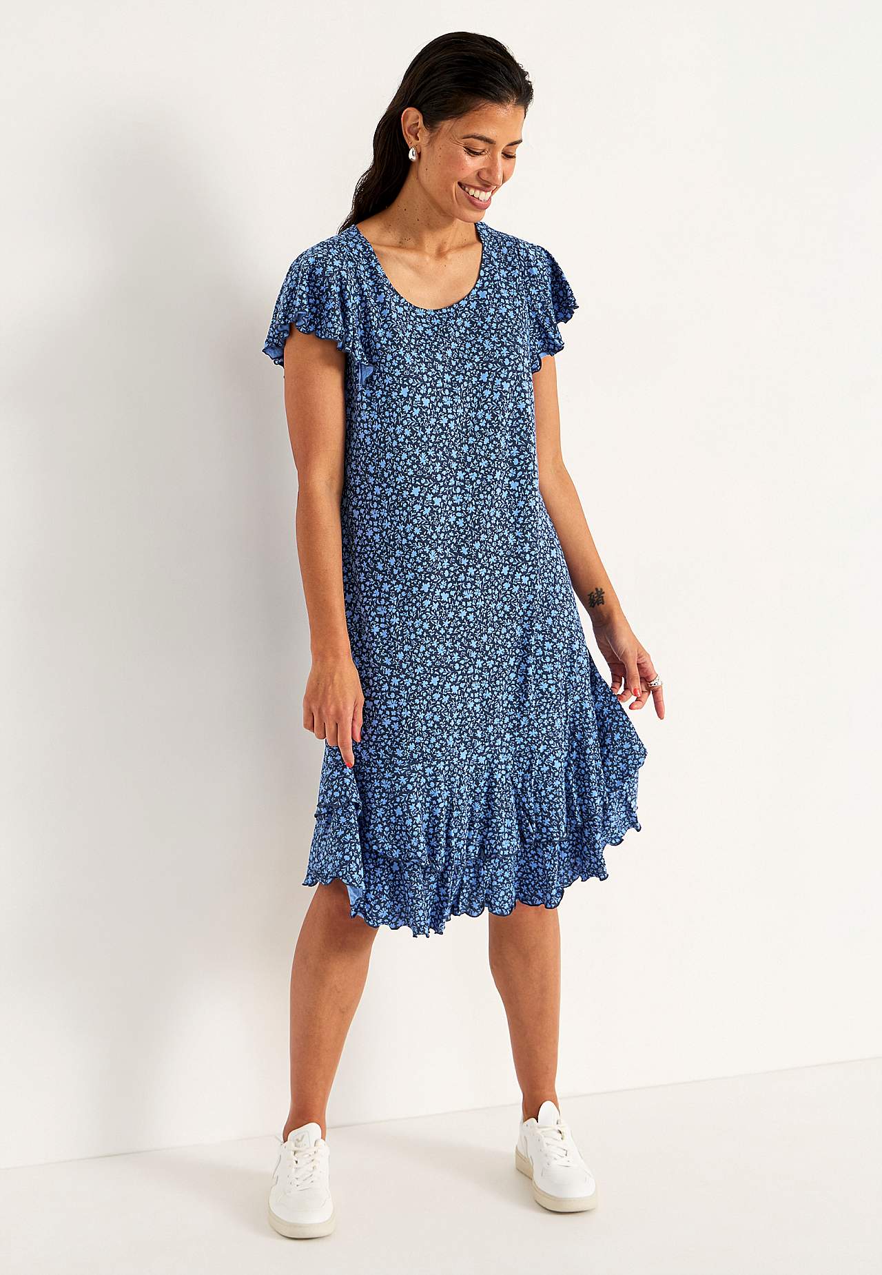 Jerseykleid mit Rüschenröcken