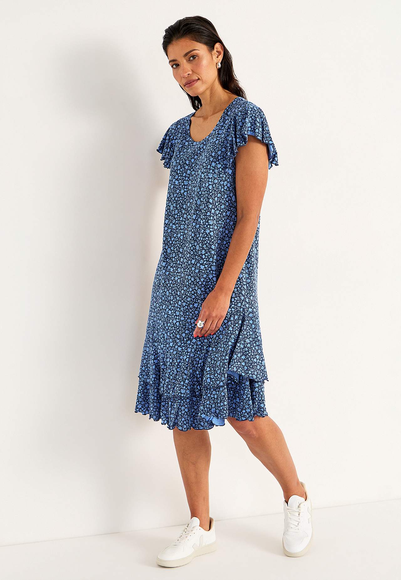 Jerseykleid mit Rüschenröcken