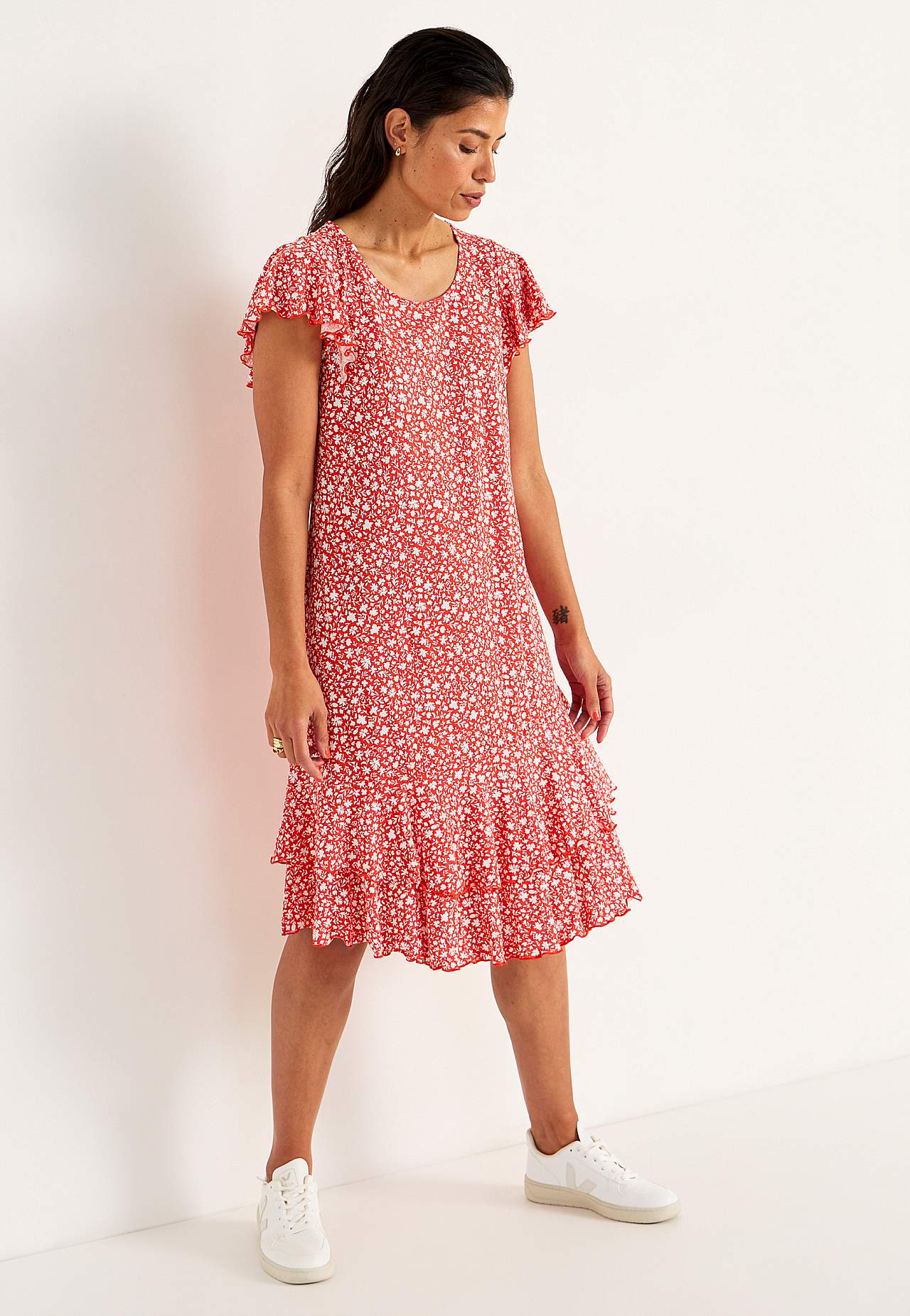 Jerseykleid mit Rüschenröcken