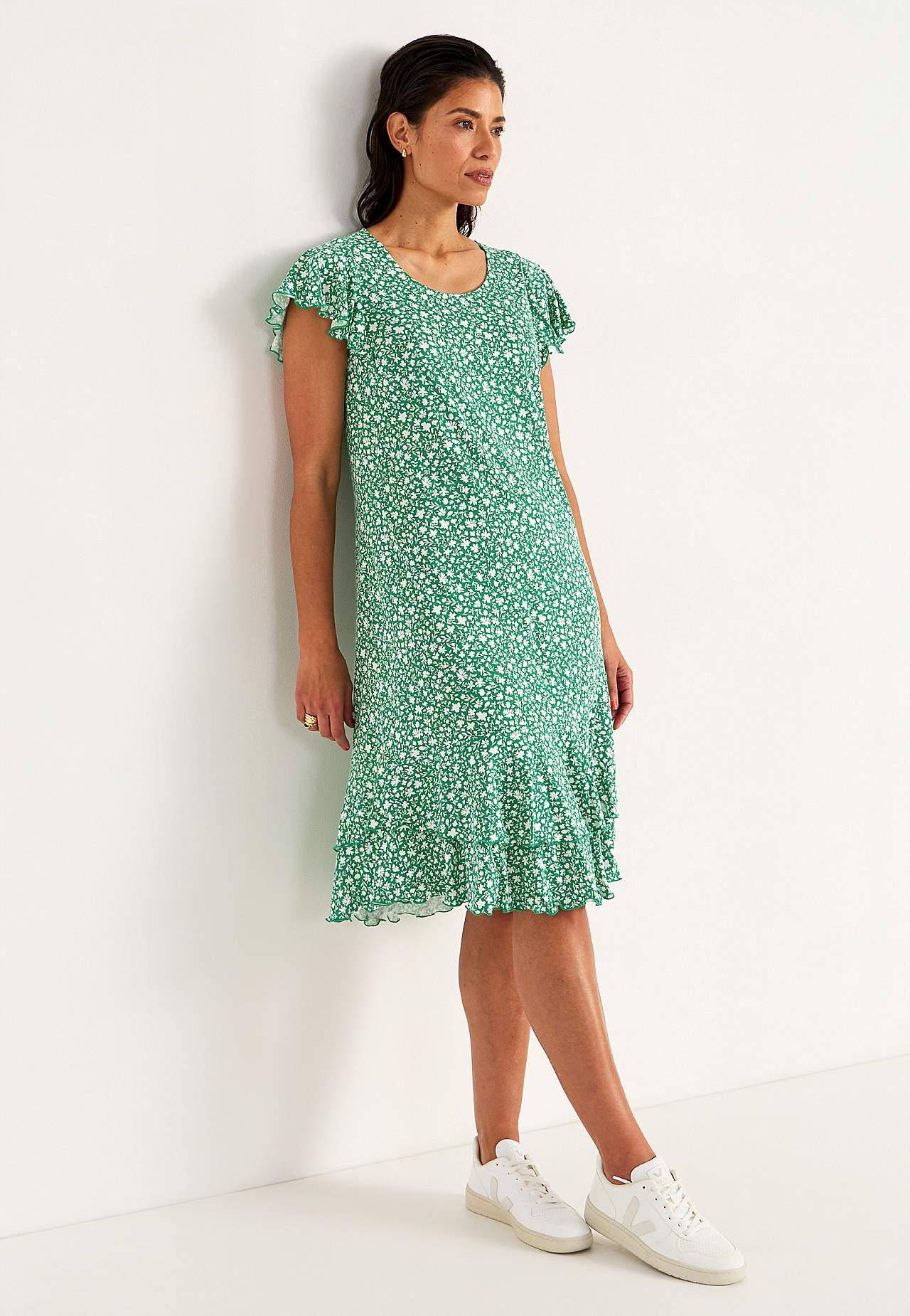 Jerseykleid mit Rüschenröcken