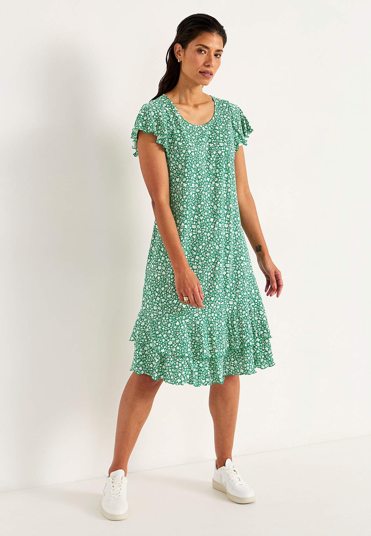 Jerseykleid mit Rüschenröcken