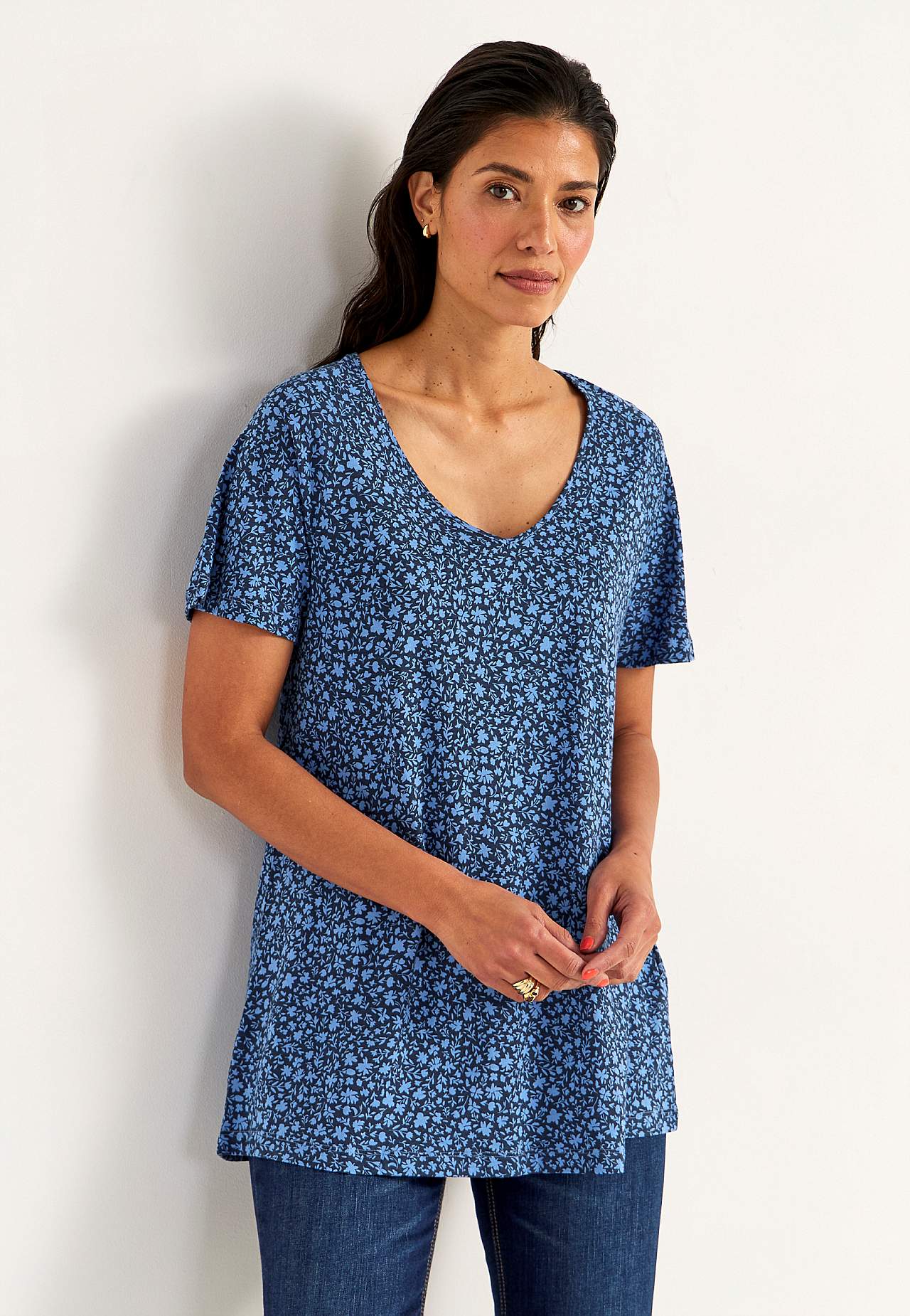 Jersey-Tunika mit kleinen Blumen