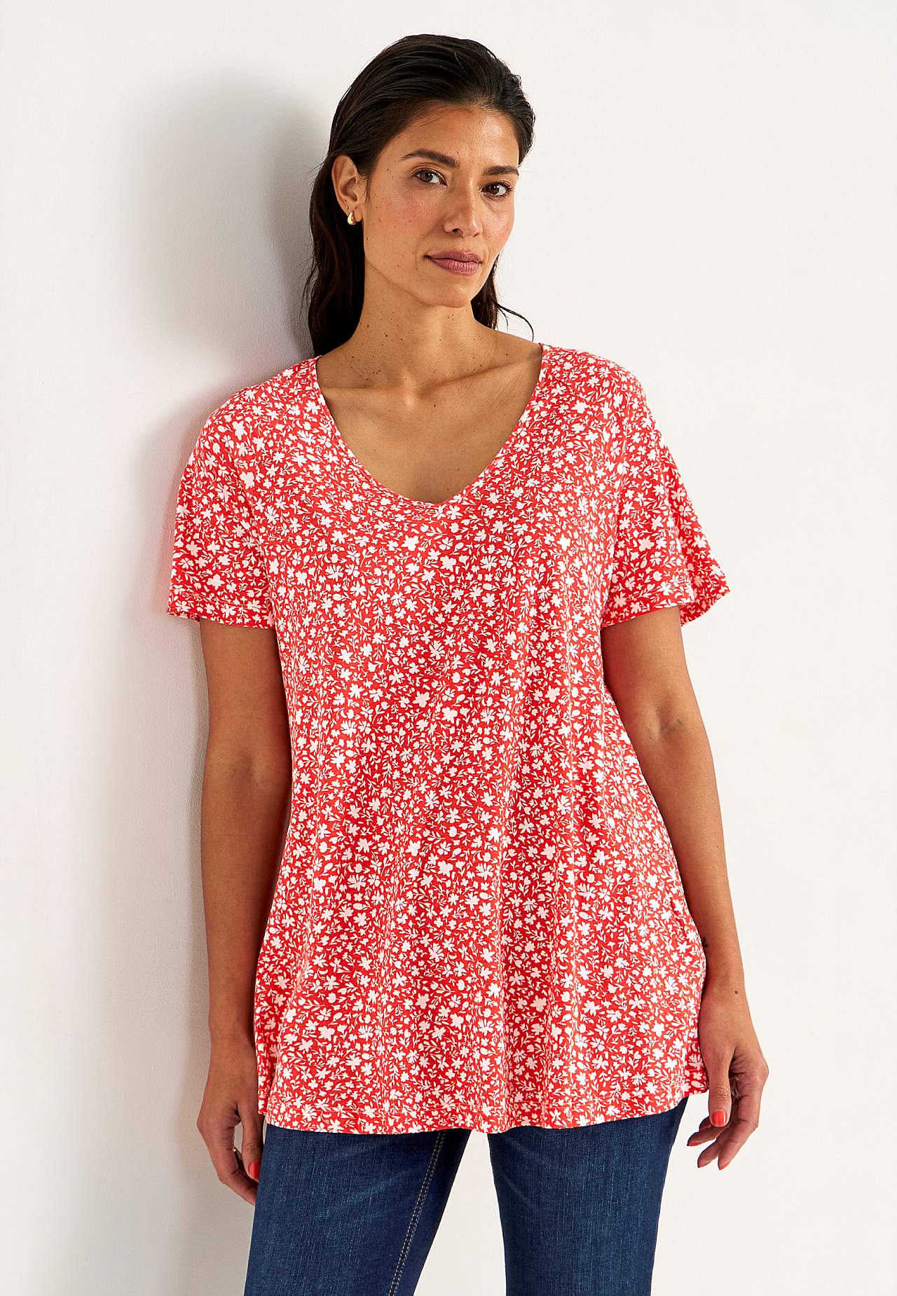 Jersey-Tunika mit kleinen Blumen