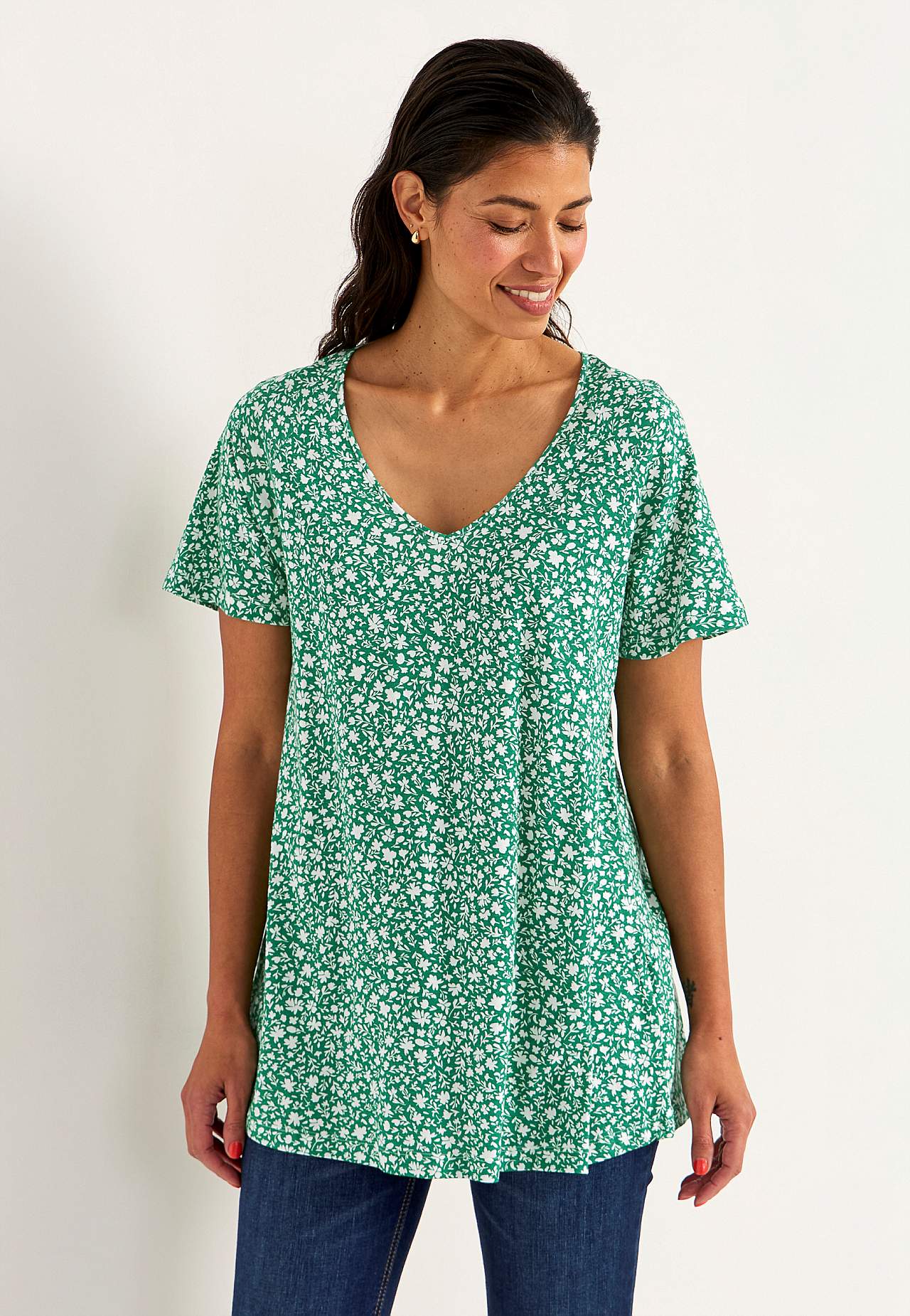 Jersey-Tunika mit kleinen Blumen