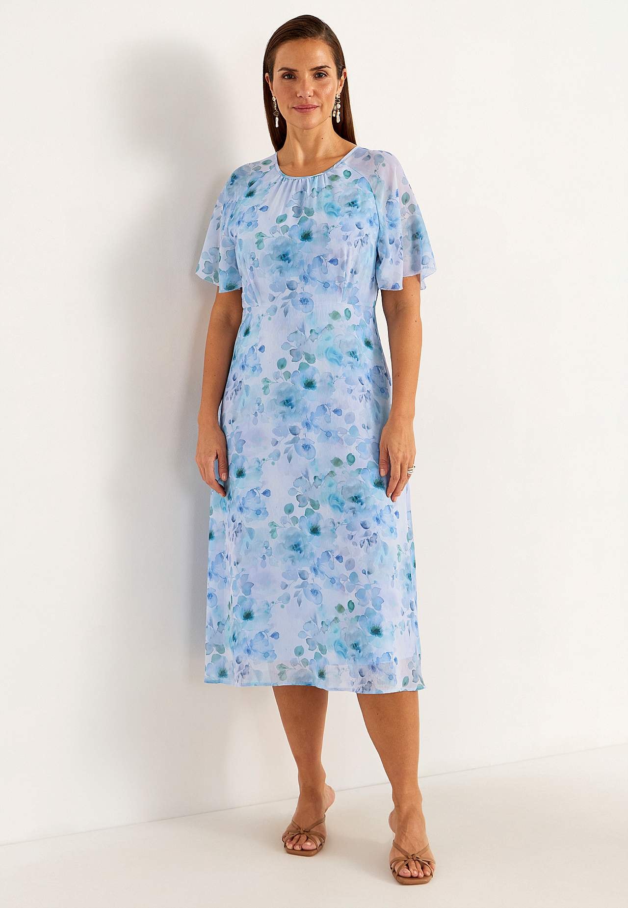 Blumiges Chiffon-Kleid