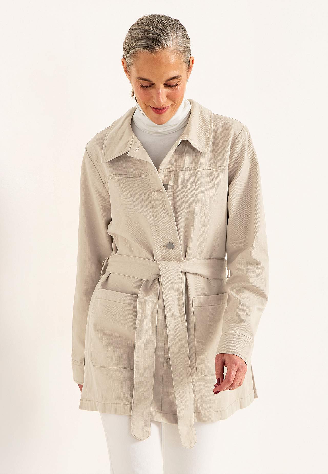 Jeansjacke mit Bindeband