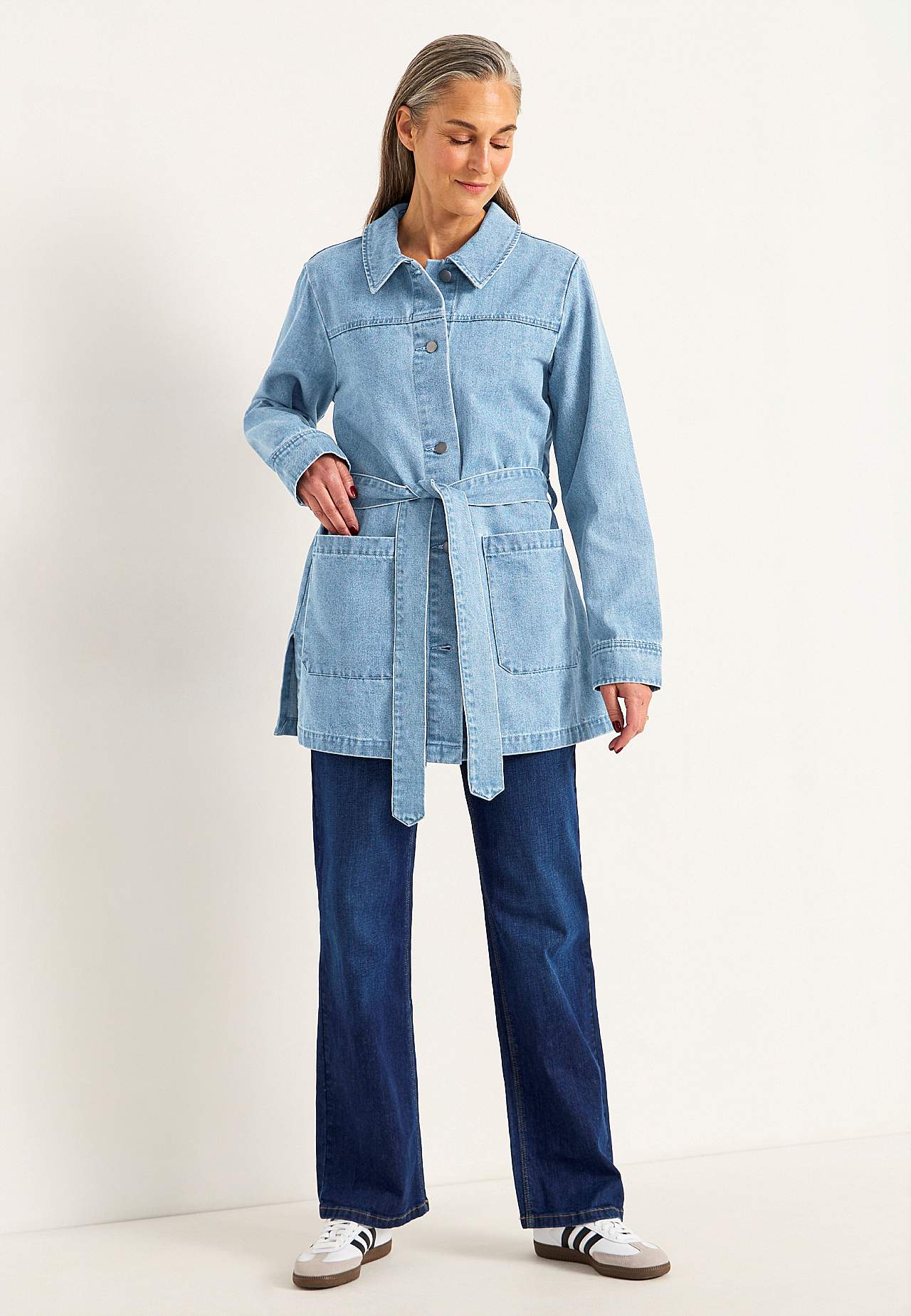 Jeansjacke mit Bindeband