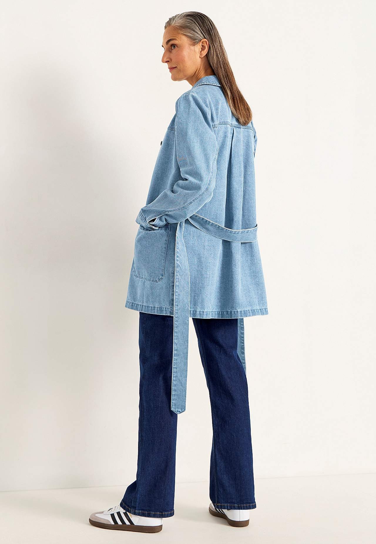 Jeansjacke mit Bindeband