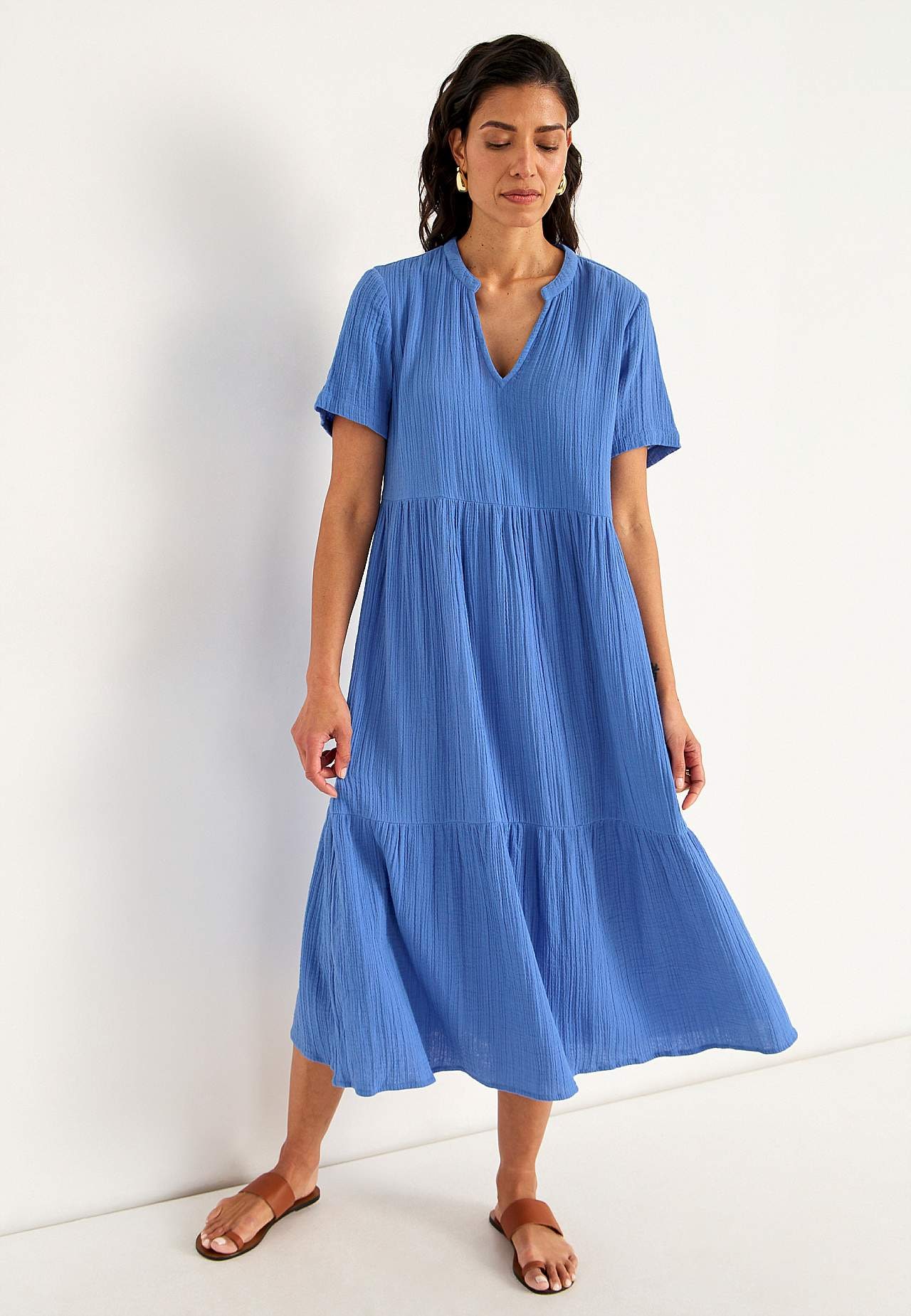 Kleid aus zerknitterter Baumwolle