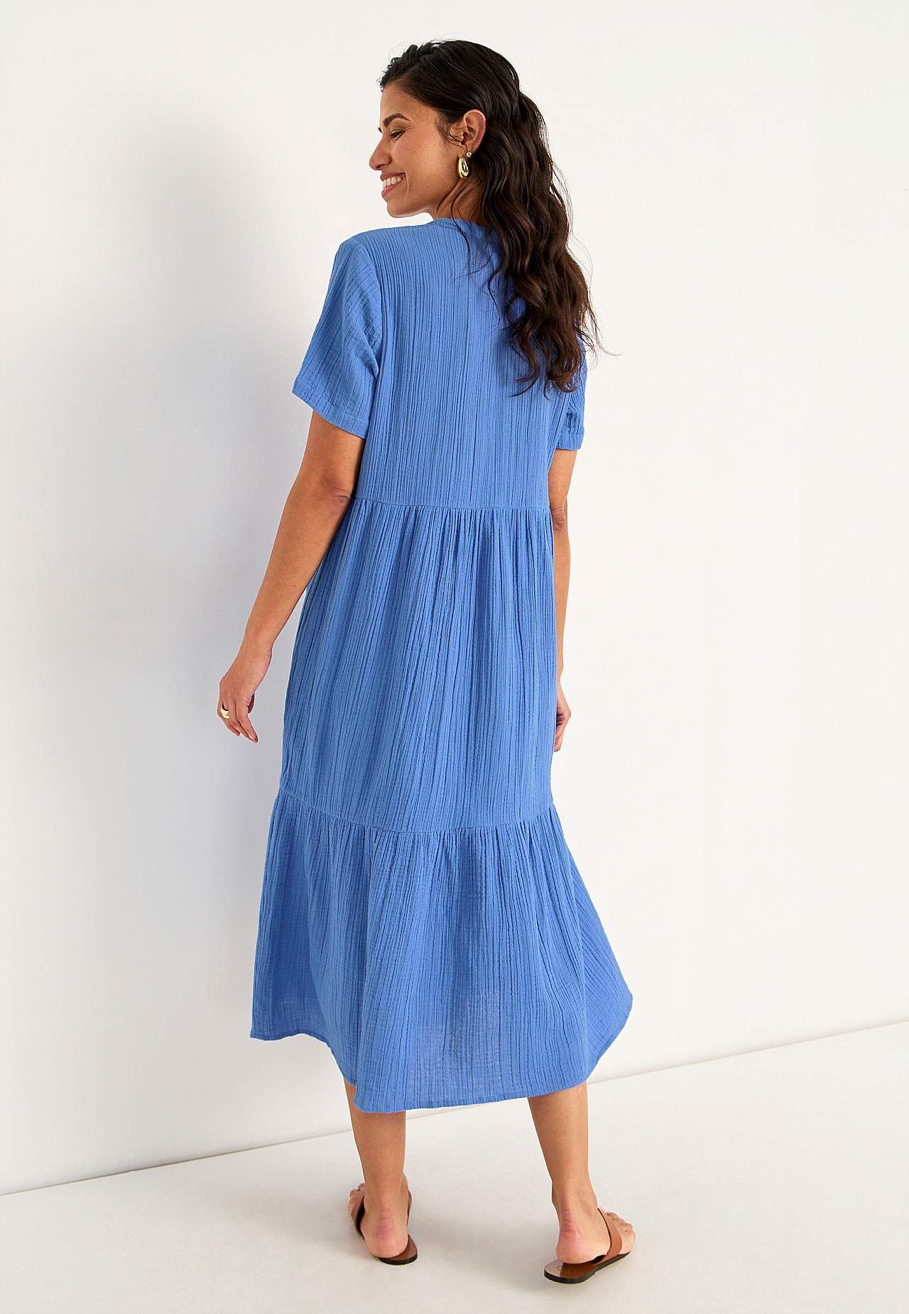 Kleid aus zerknitterter Baumwolle