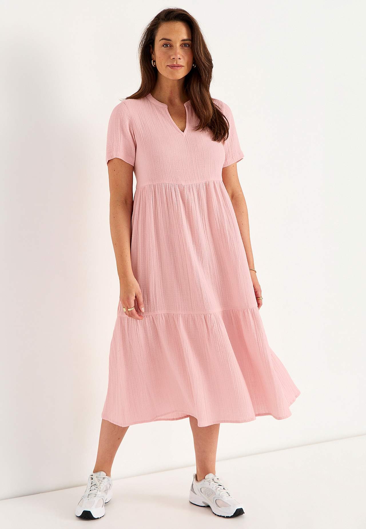 Kleid aus zerknitterter Baumwolle