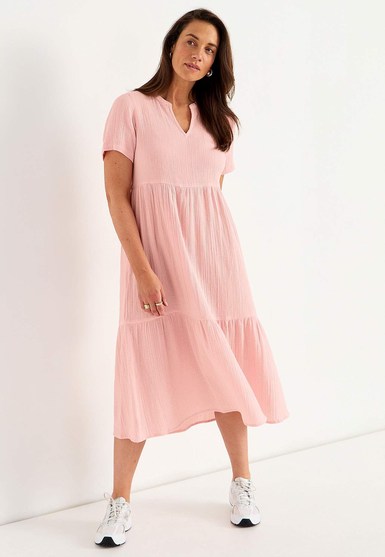 Kleid aus zerknitterter Baumwolle