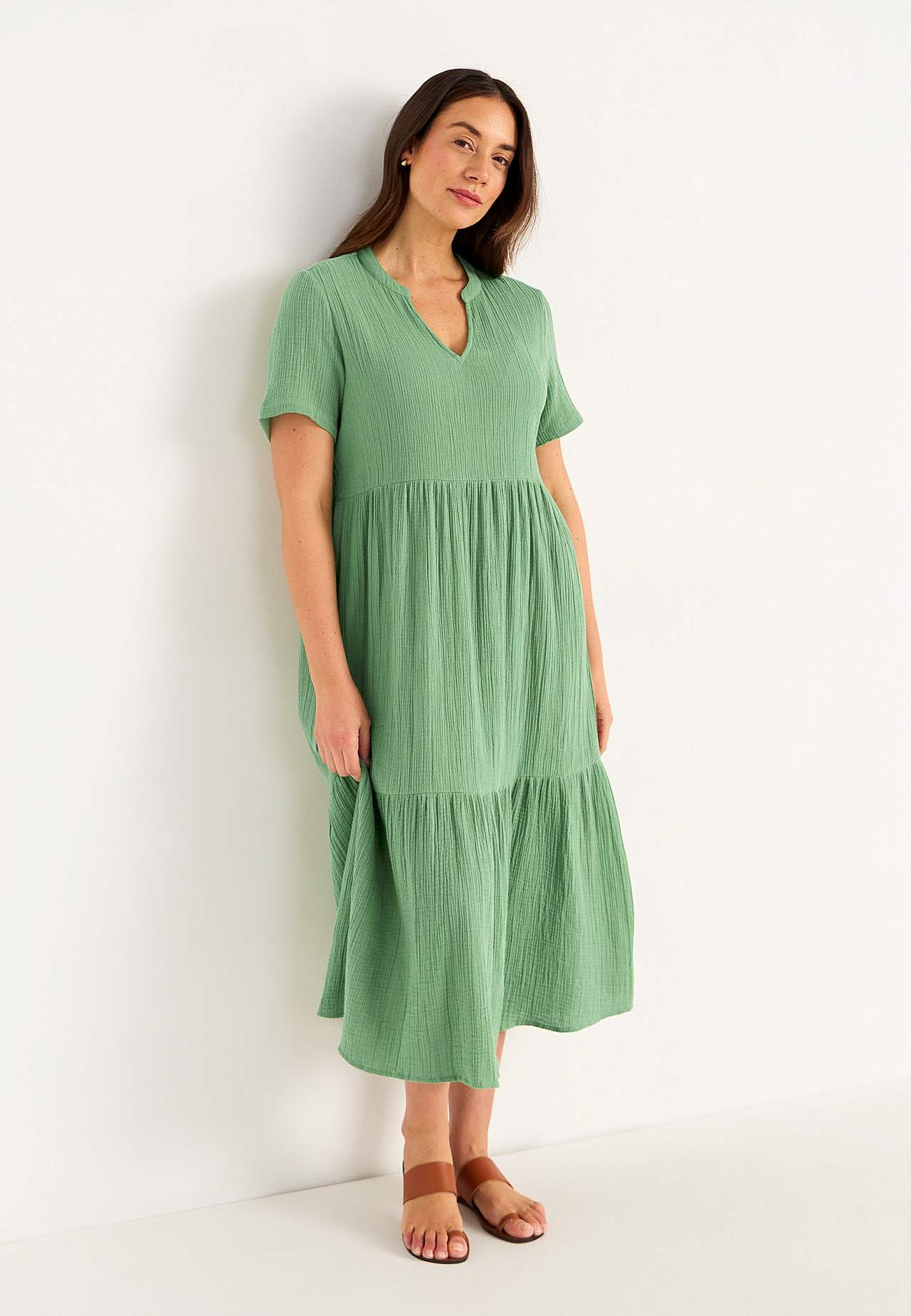 Kleid aus zerknitterter Baumwolle