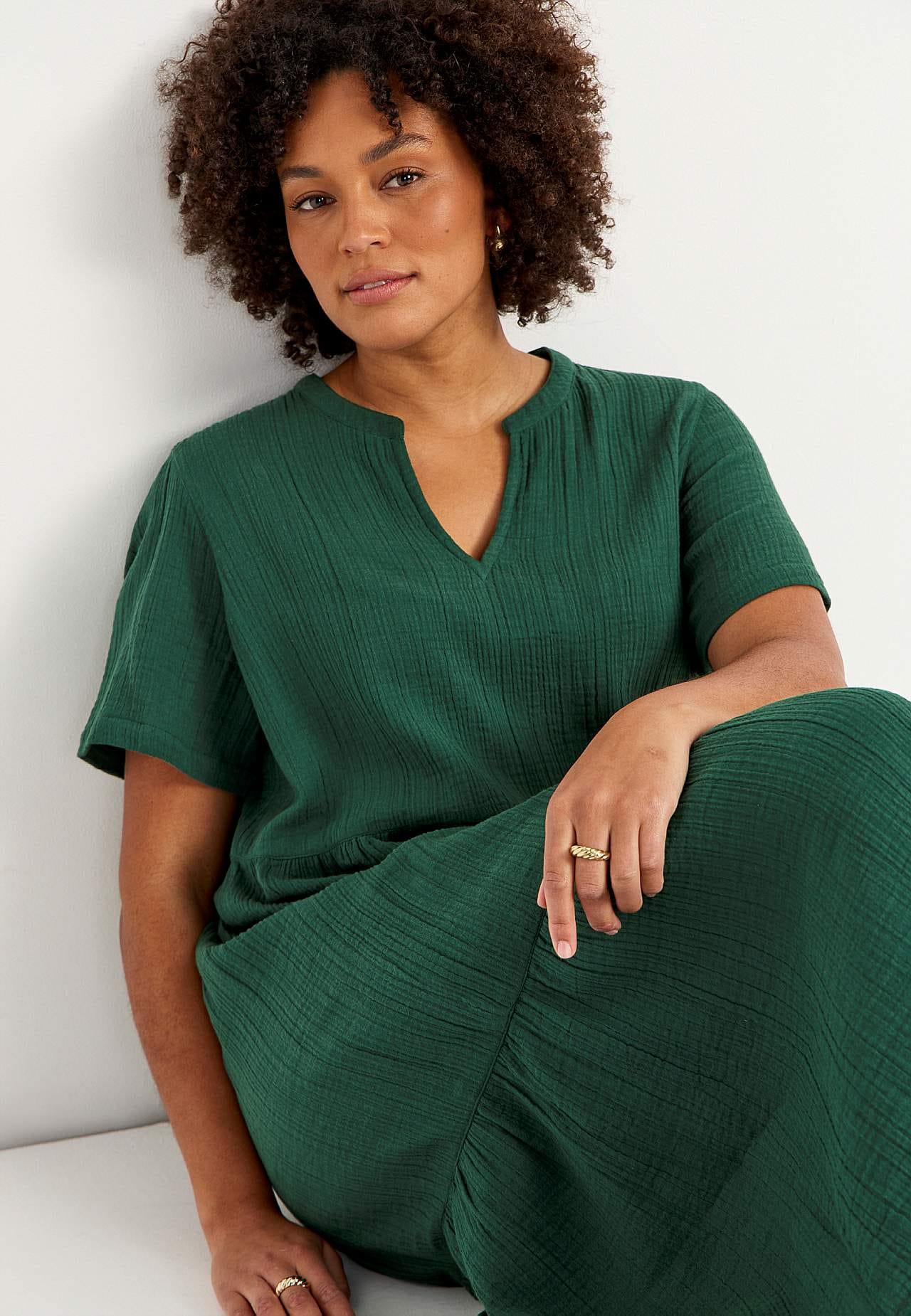 Kleid aus zerknitterter Baumwolle