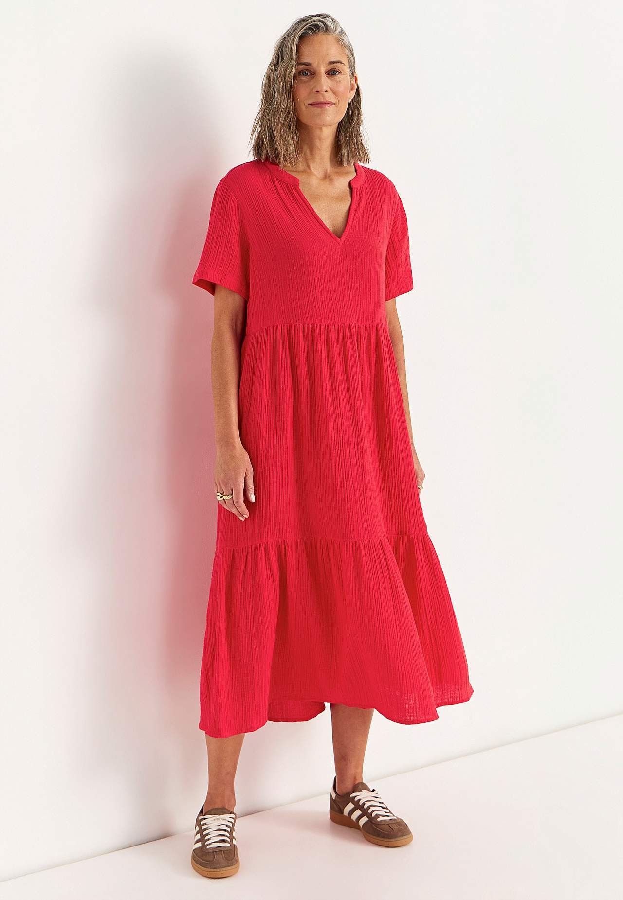 Kleid aus zerknitterter Baumwolle