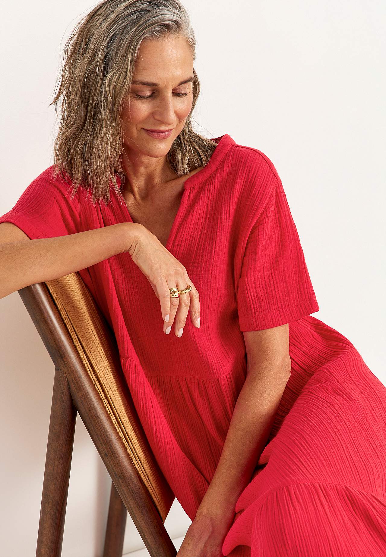 Kleid aus zerknitterter Baumwolle