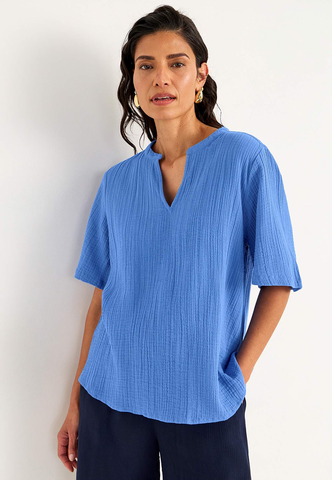 Bluse aus zerknitterter Baumwolle