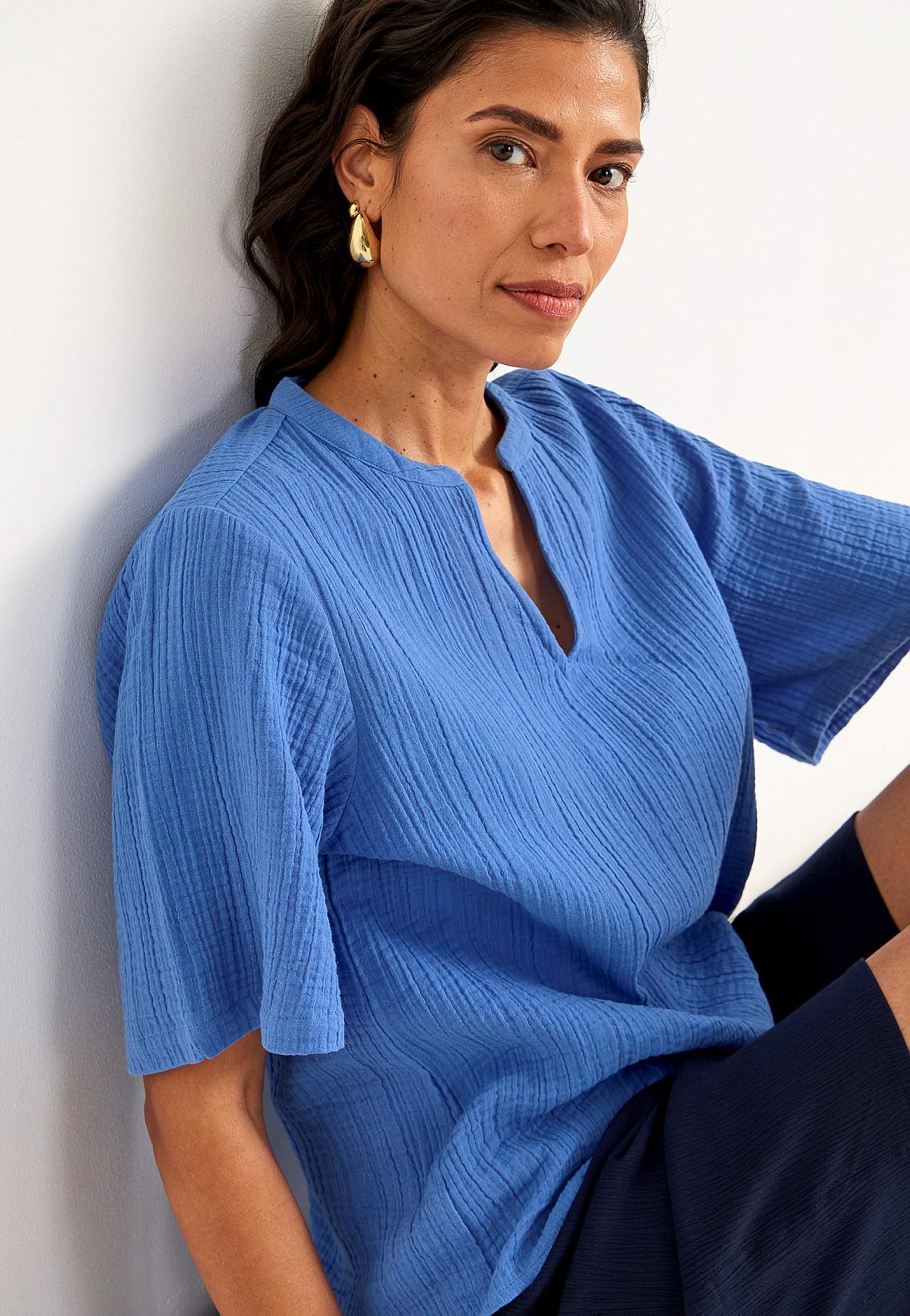 Bluse aus zerknitterter Baumwolle