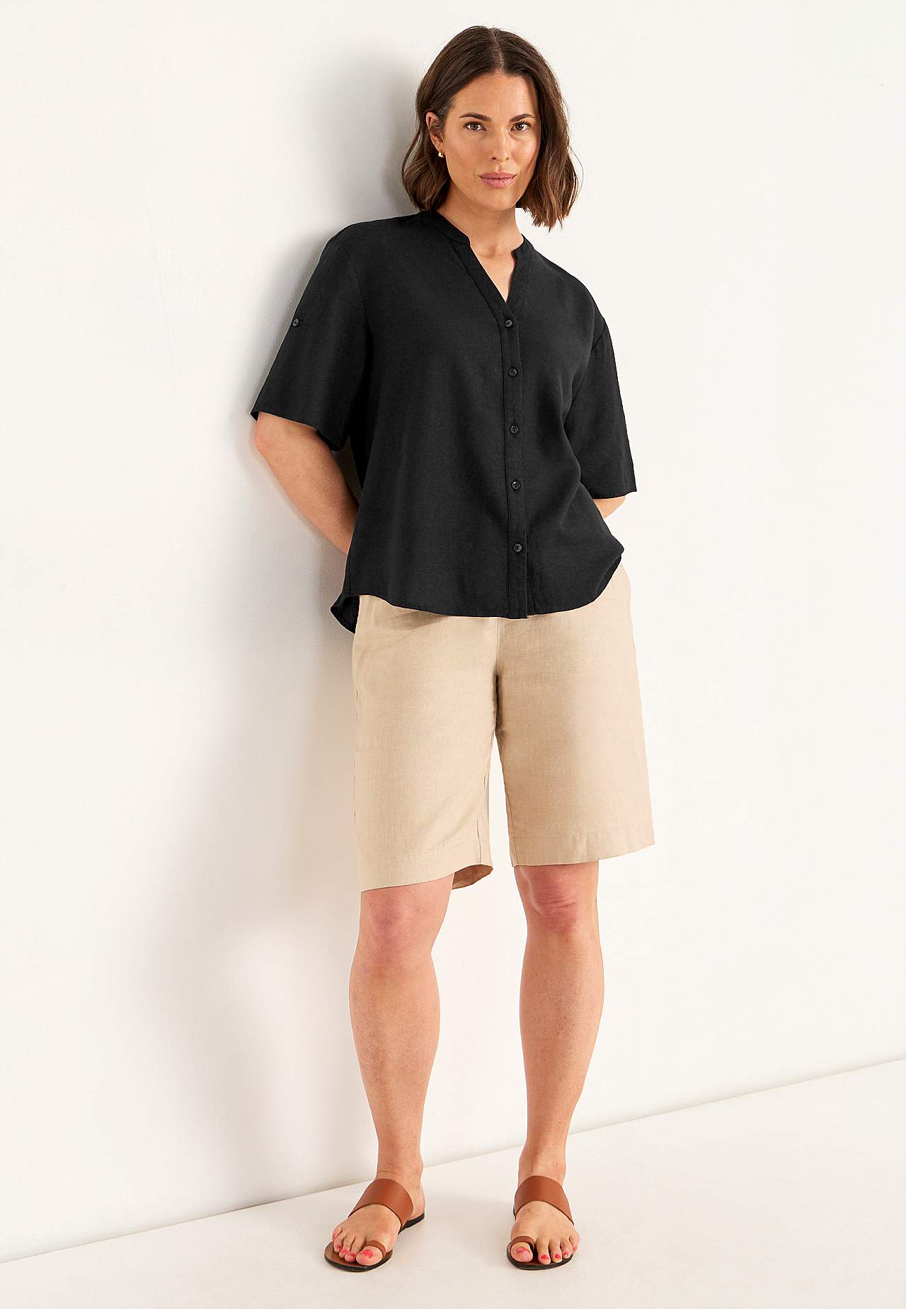 Bluse aus Leinen-Mix