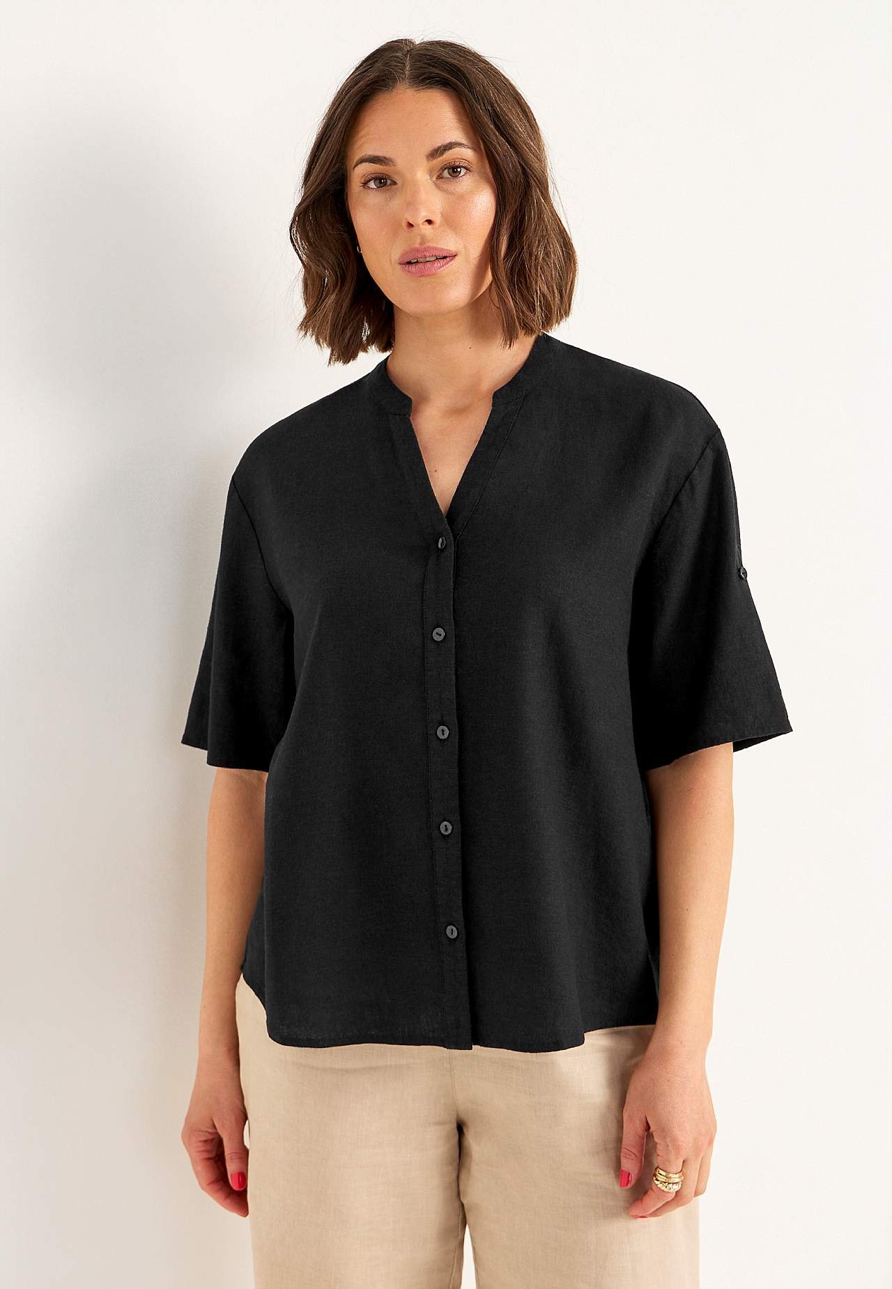 Bluse aus Leinen-Mix