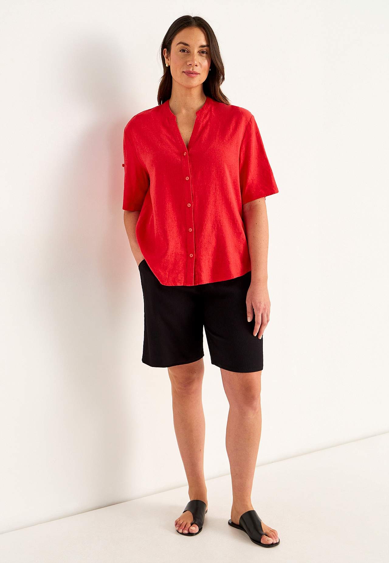 Bluse aus Leinen-Mix