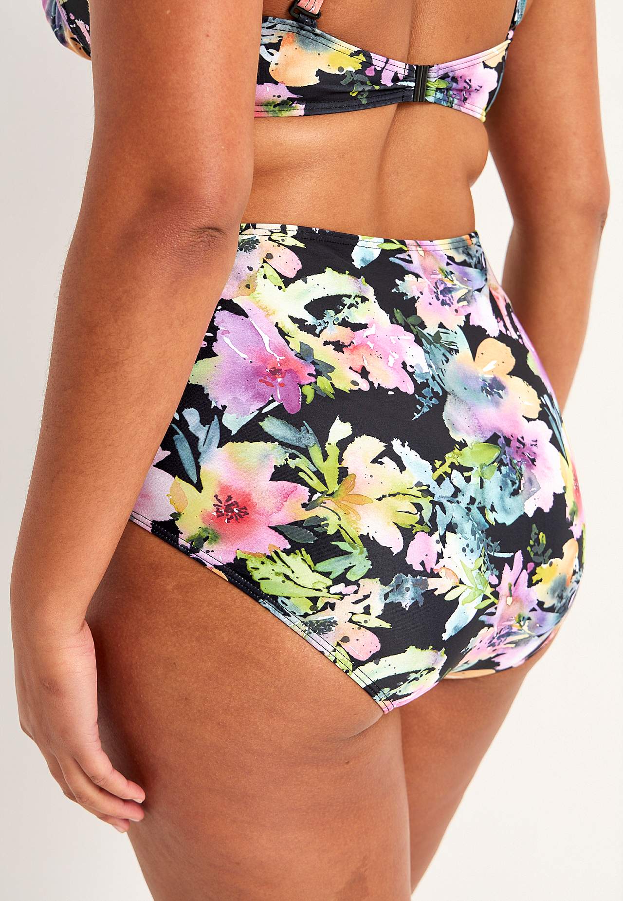 Gerüscht Bikini-Unterteil mit hohem Bund