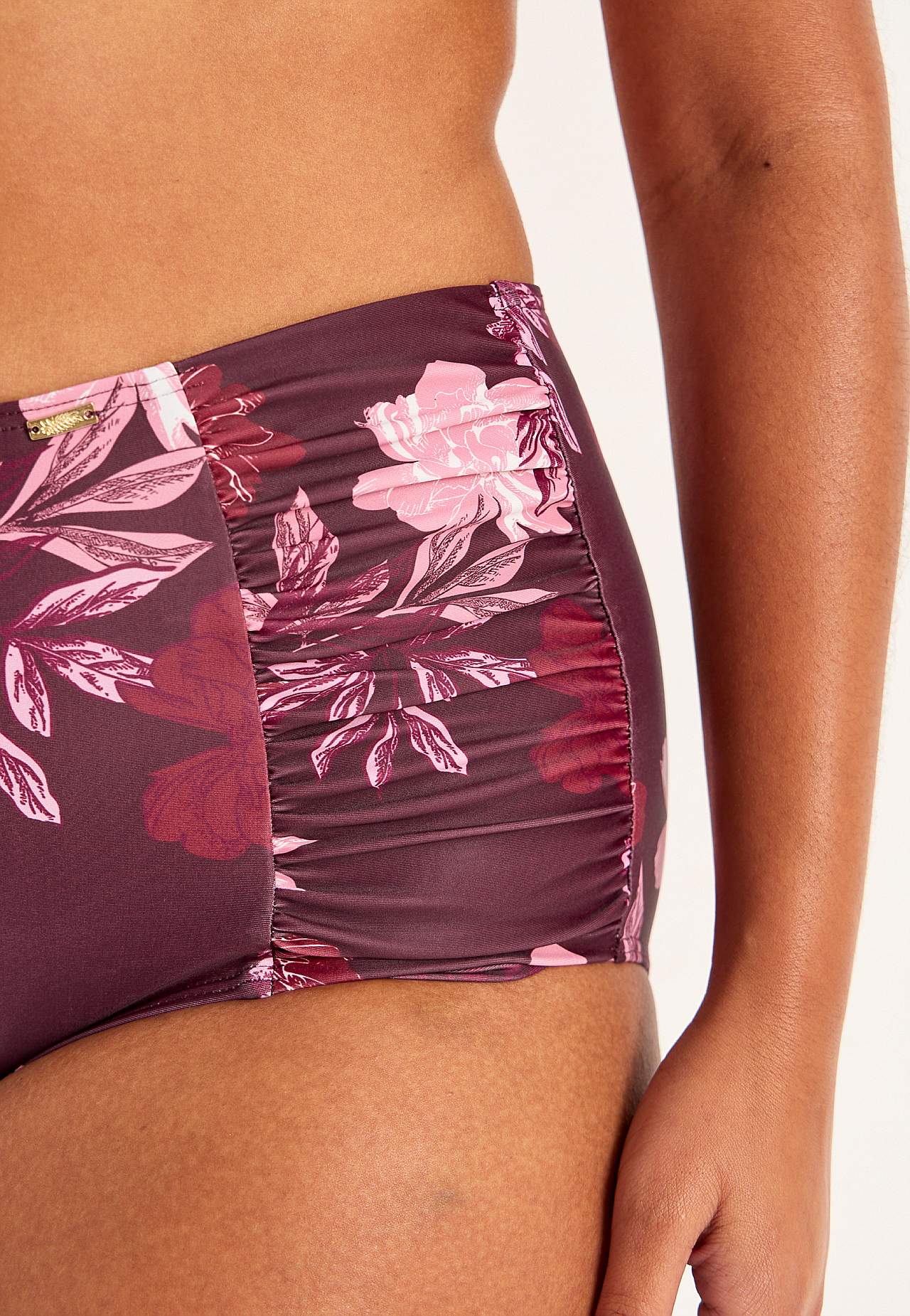 Gemusterter Bikini-Unterteil mit hohem Bund