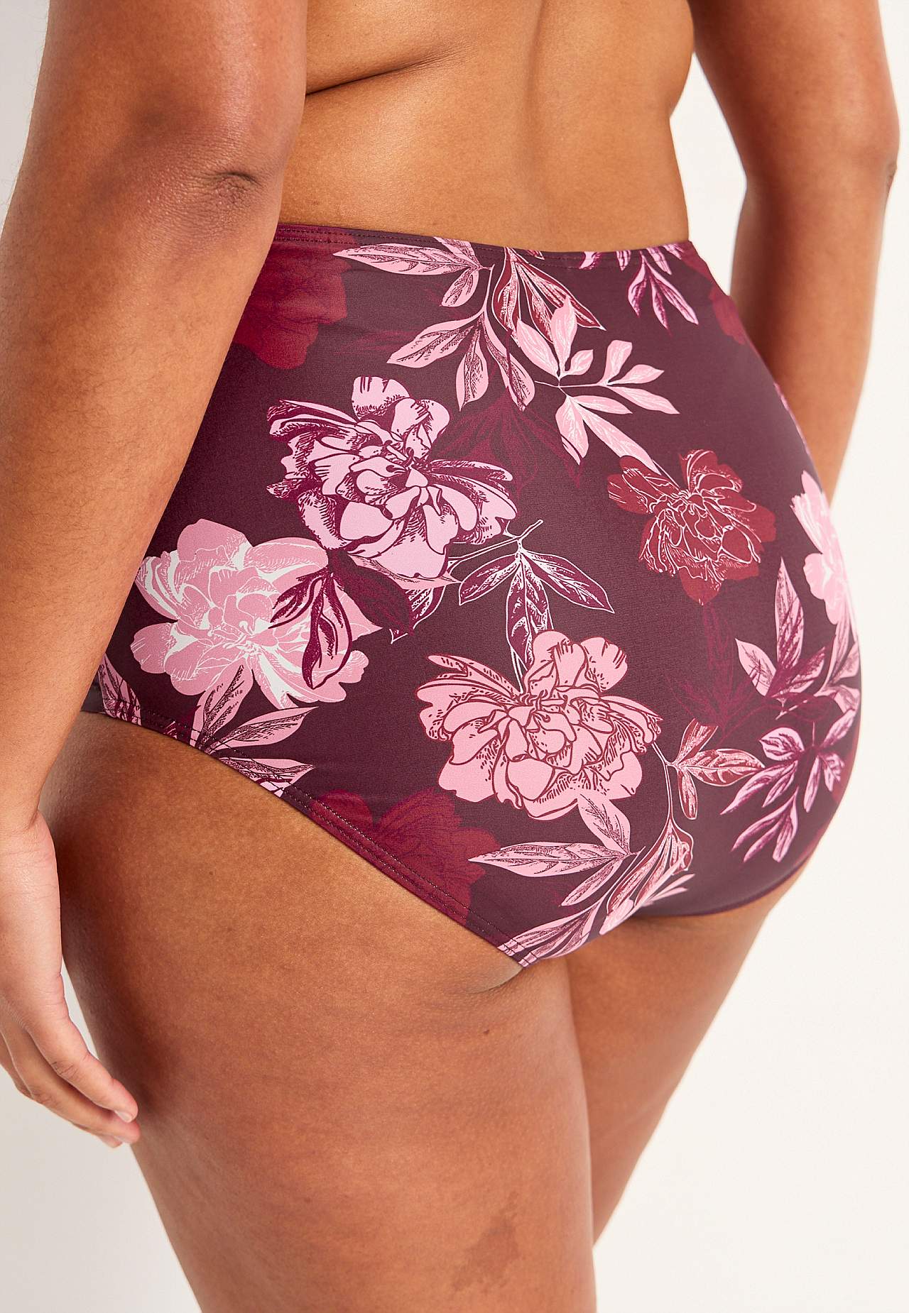 Gemusterter Bikini-Unterteil mit hohem Bund